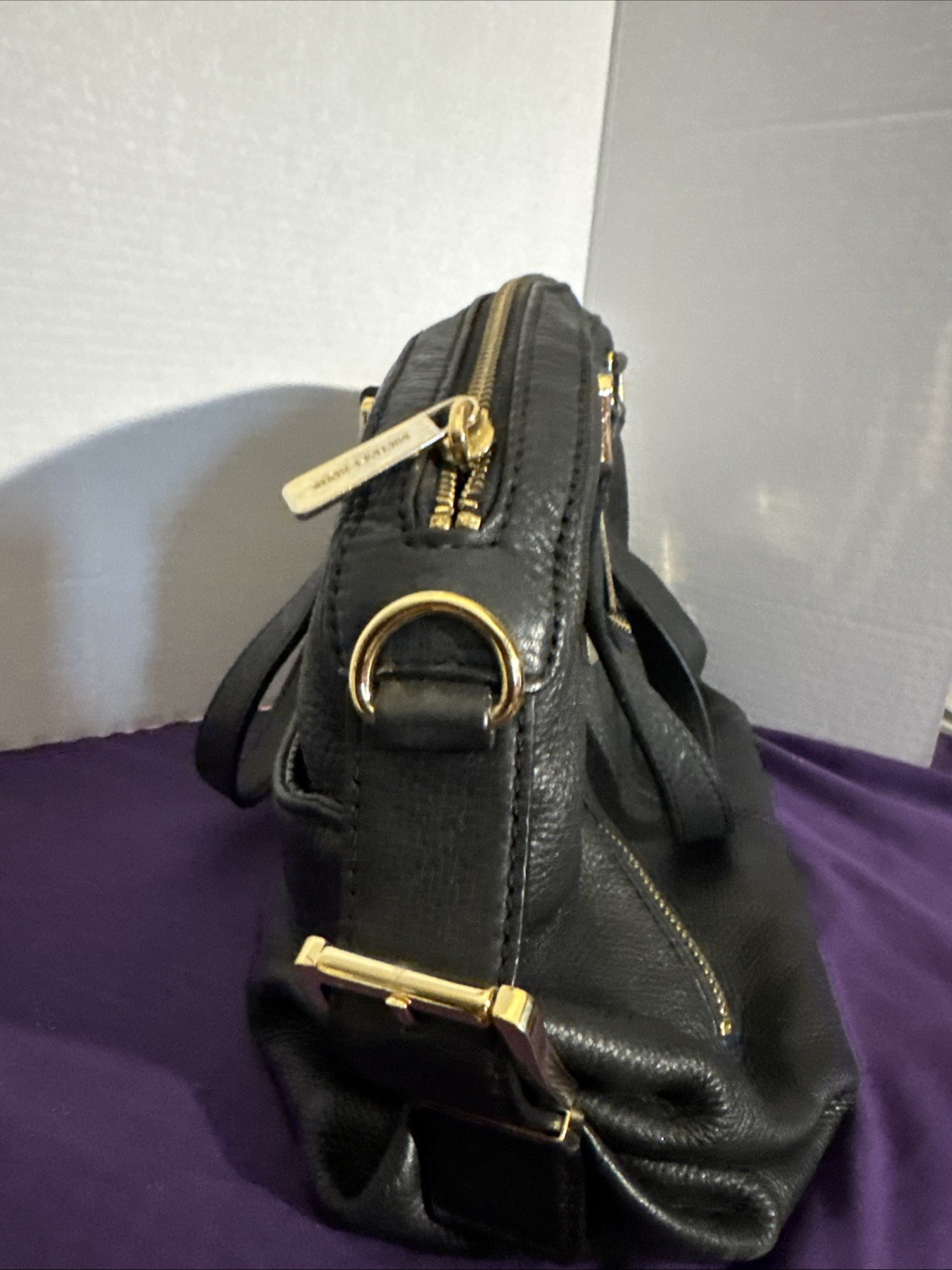Michael Kors black soft leather pebble satchel No Crossbody Strap ~ See Pictures