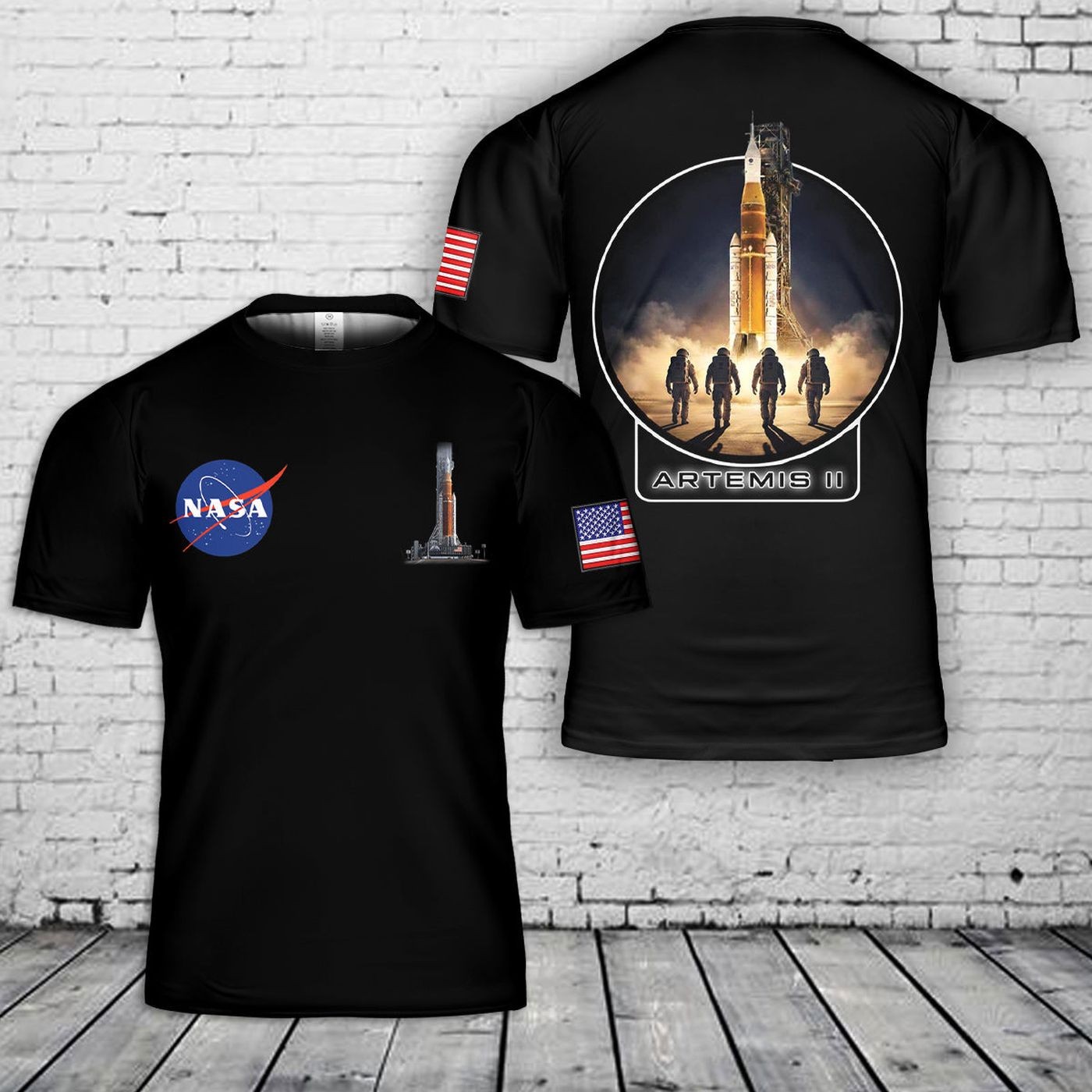 Artemis II Mission NASA Moon Mission Crew SLS Rocket Launch T-Shirt For Dad