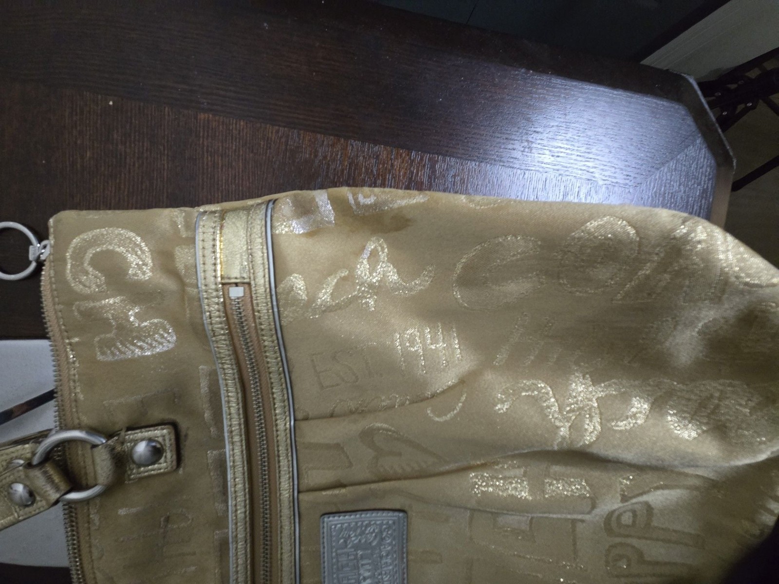 Coach Poppy Story Patch Glam Tote Bag 15301 Metallic Gold