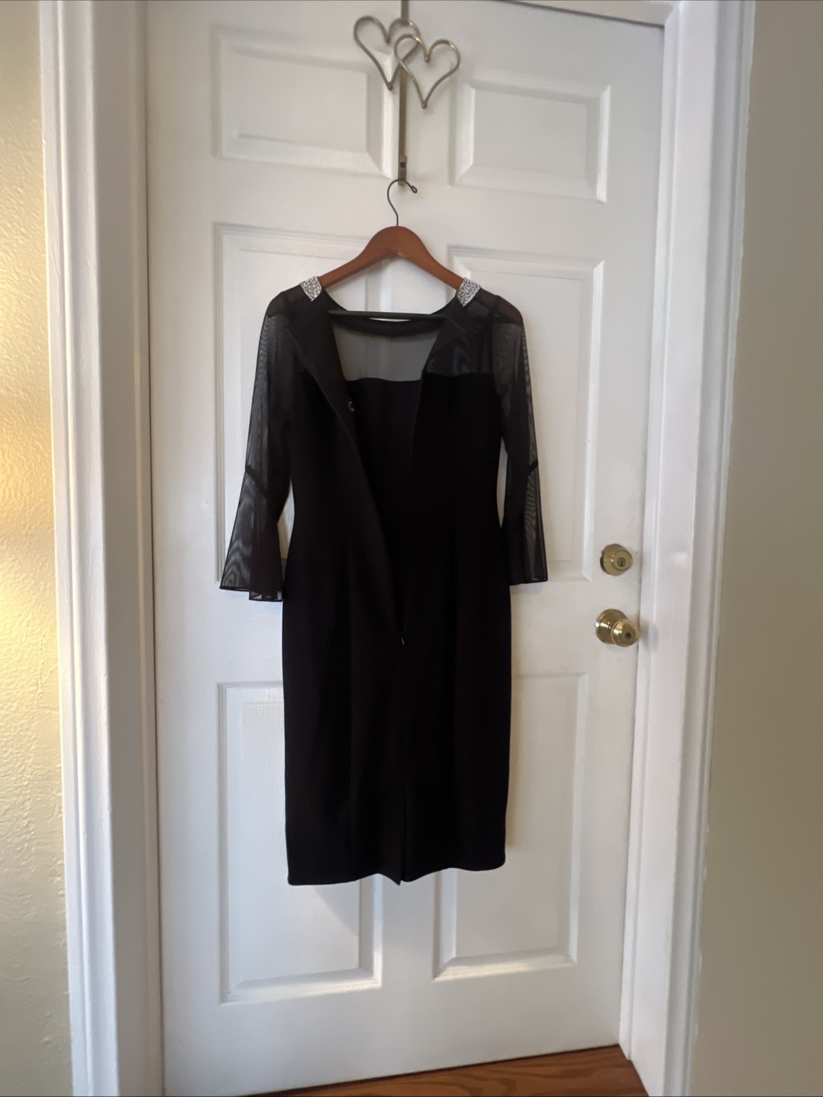 ALEX Evening Black Dress Size 4 3/4 Sleeveless Sheer Material
