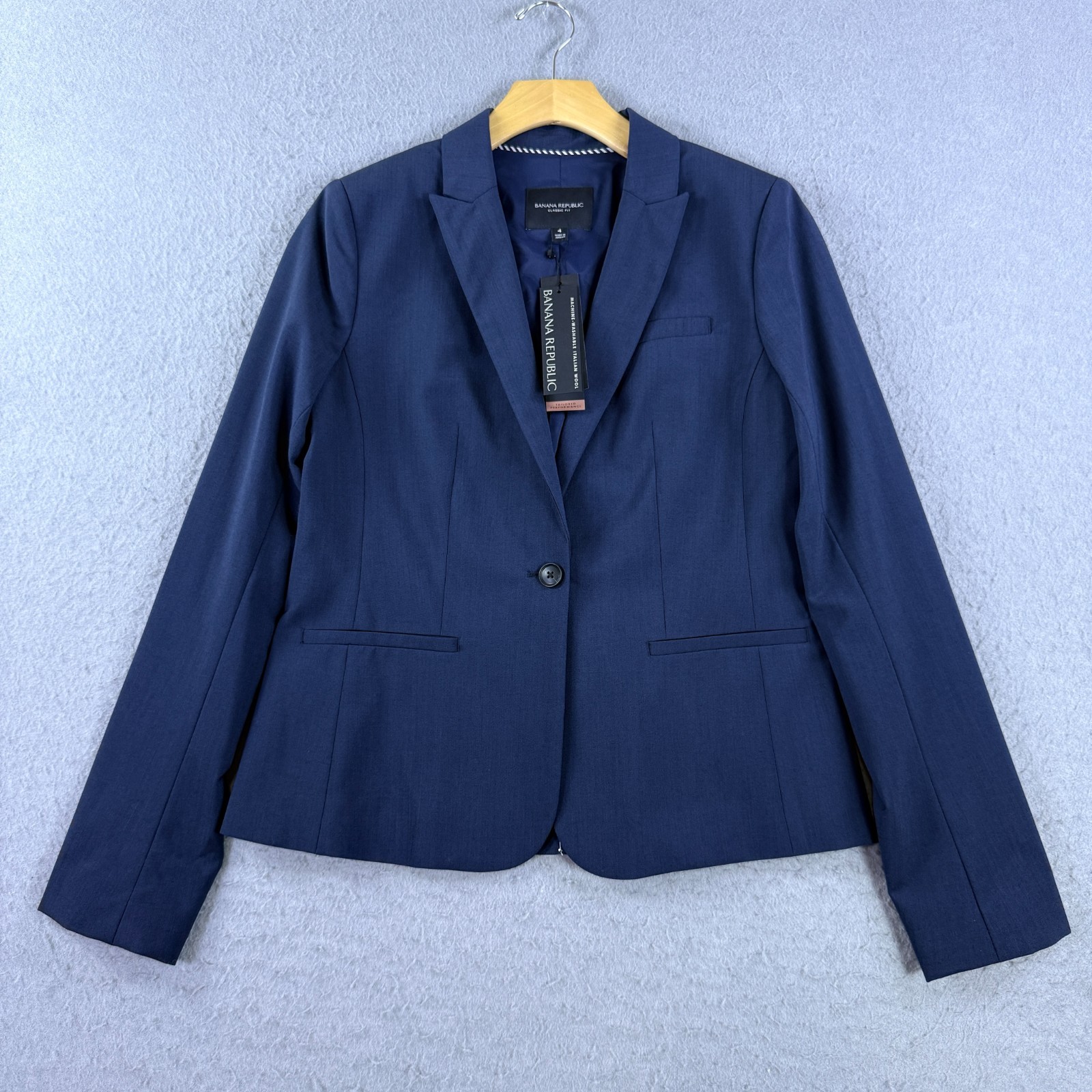 Banana Republic Women’s Marzotto Italian Wool Blazer Navy Size 4 Wool Blend