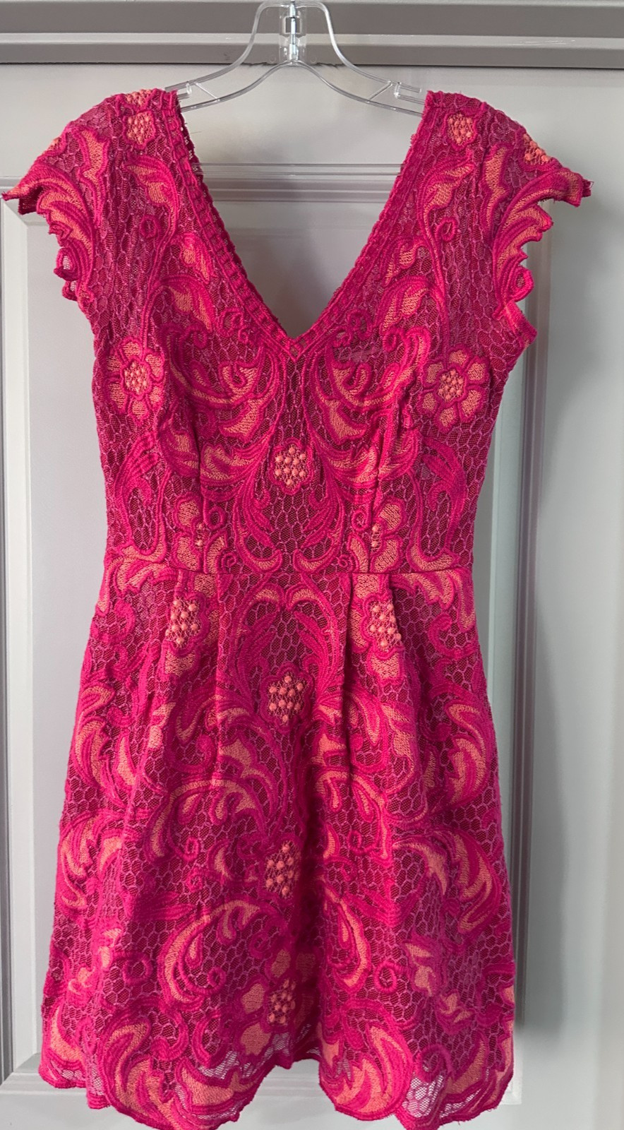 Baraschi Dress Pink Lace No lining Size 0P