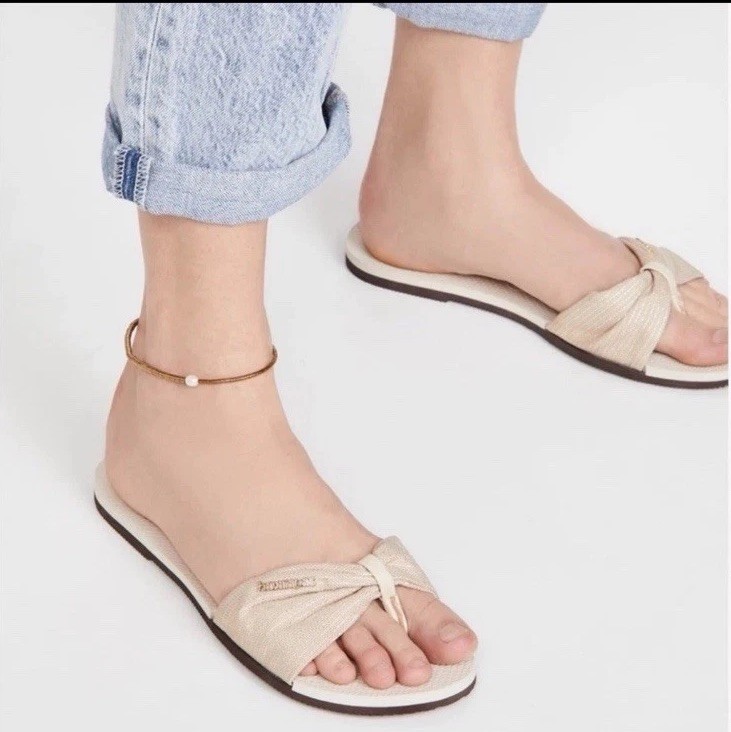 Havaianas You St. Tropez Metallic Shine Sandals Flip Flops Beige Women’s 9/10