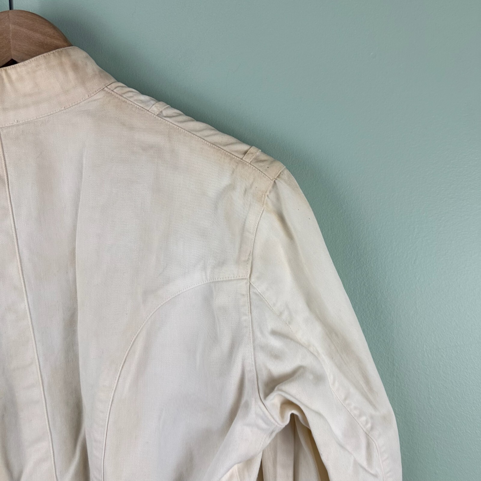 Stevens Twist Twill Cotton Change Buttons (Missing) Shop Coat Small Old 40s 50s
