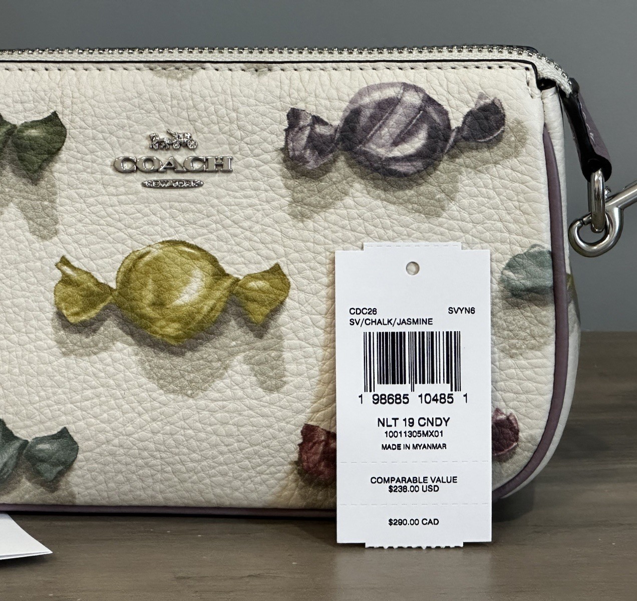 COACH Nolita 19 With Candy Print Coated Canvas & Leather Bag CDC26 Chalk/Jasmine