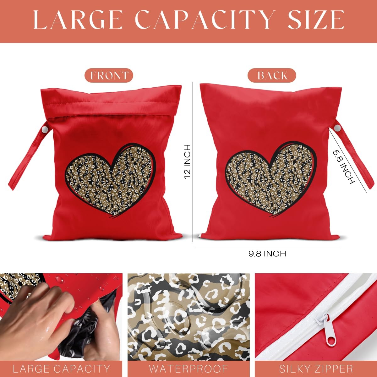 4 Pack Leopard Heart Cute 9.8″ X 12″, Love Hearts print 307