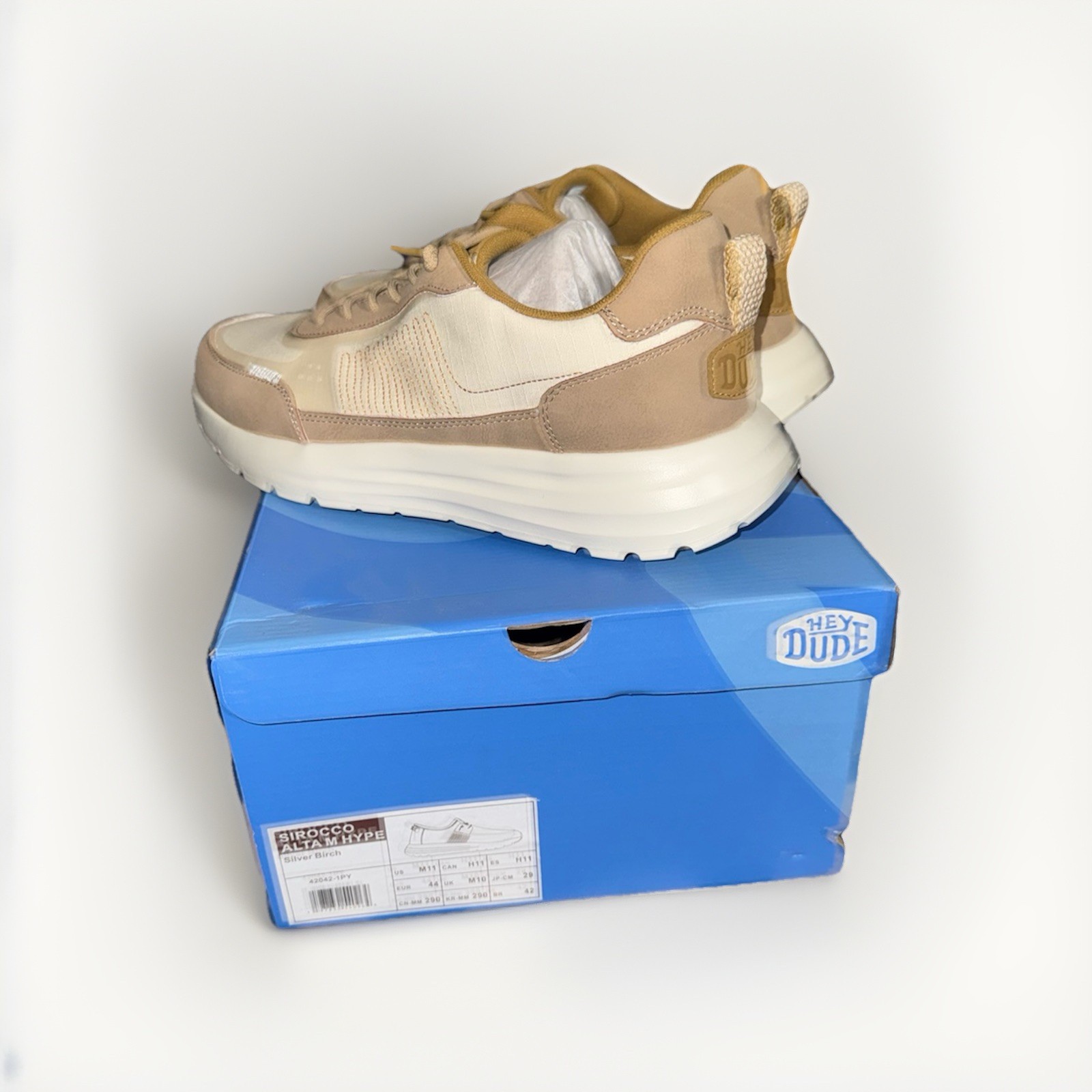 Hey Dude Sirocco Alta M Hype Men’s Tan Lace Up Cotton Sneakers US 11