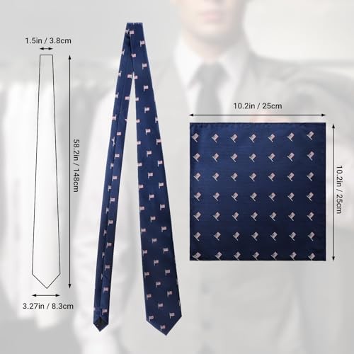 Men’s American Flag Tie Set 3.27″ (8.3CM) USA Flag Neckties and Navy Flag