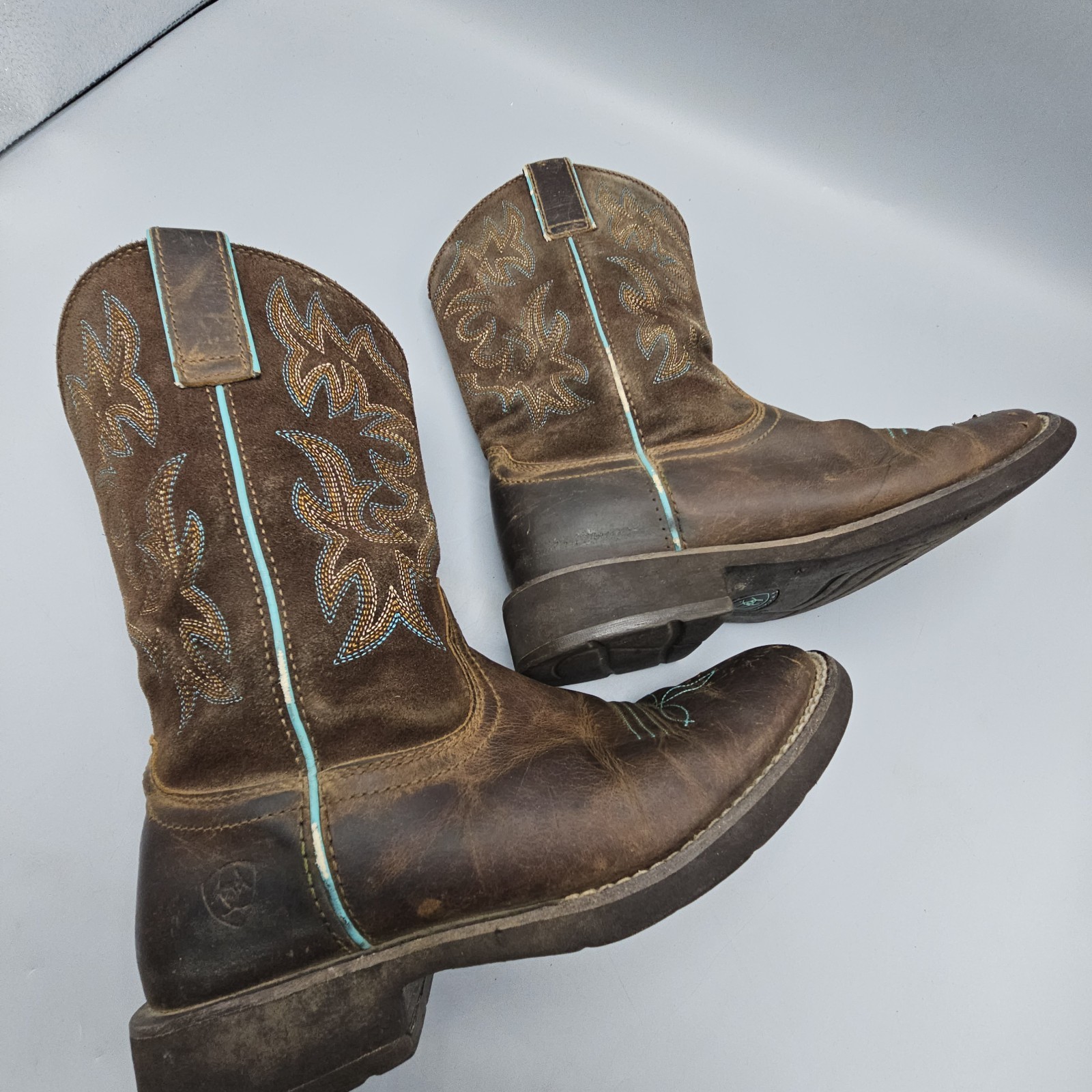 Ariat Delilah Western Boot Brown Turquoise Womens Size 6.5B Cowgirl Leather