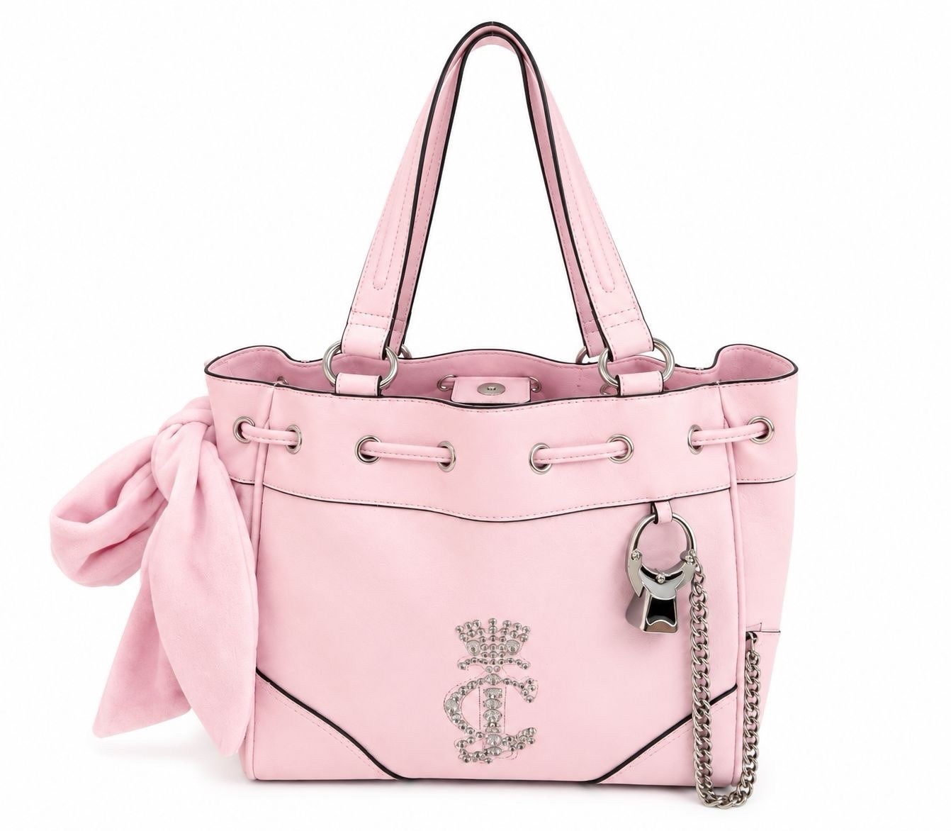 Juicy Couture Daydreamer Bow Rhinestone Logo Chain Accent Charm Inner Pockets