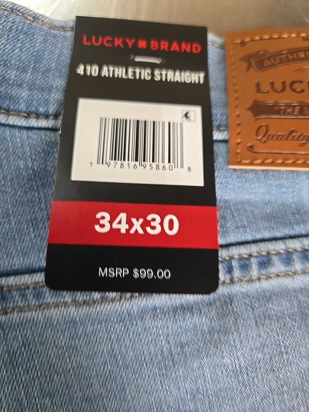NWT: Men’s Lucky Brand 410 Athletic Straight Jeans – Light Wash – 32×30 or 34×30