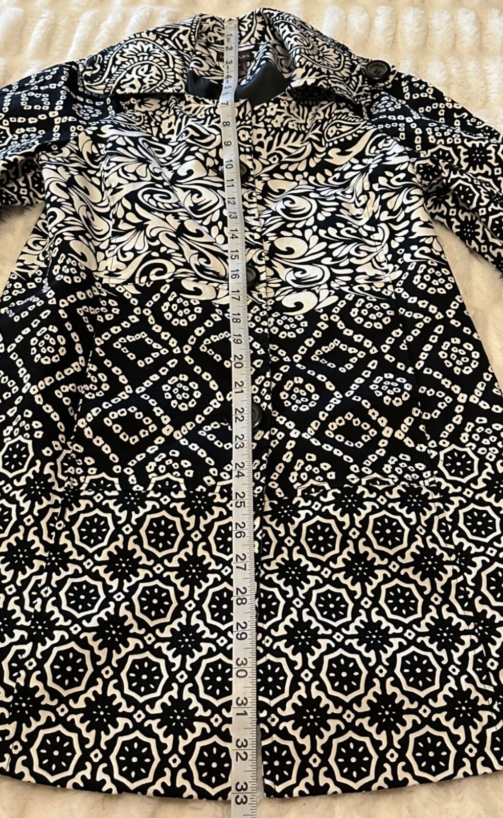 Women’s Multiples Black & White Buttoned Jacket Cotton Polyester Blend Size XS