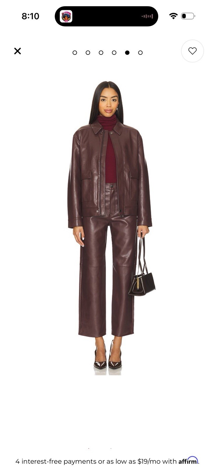 PISTOLA Women’s Brown Faux Leather Ankle Straight Pants, Button Closure