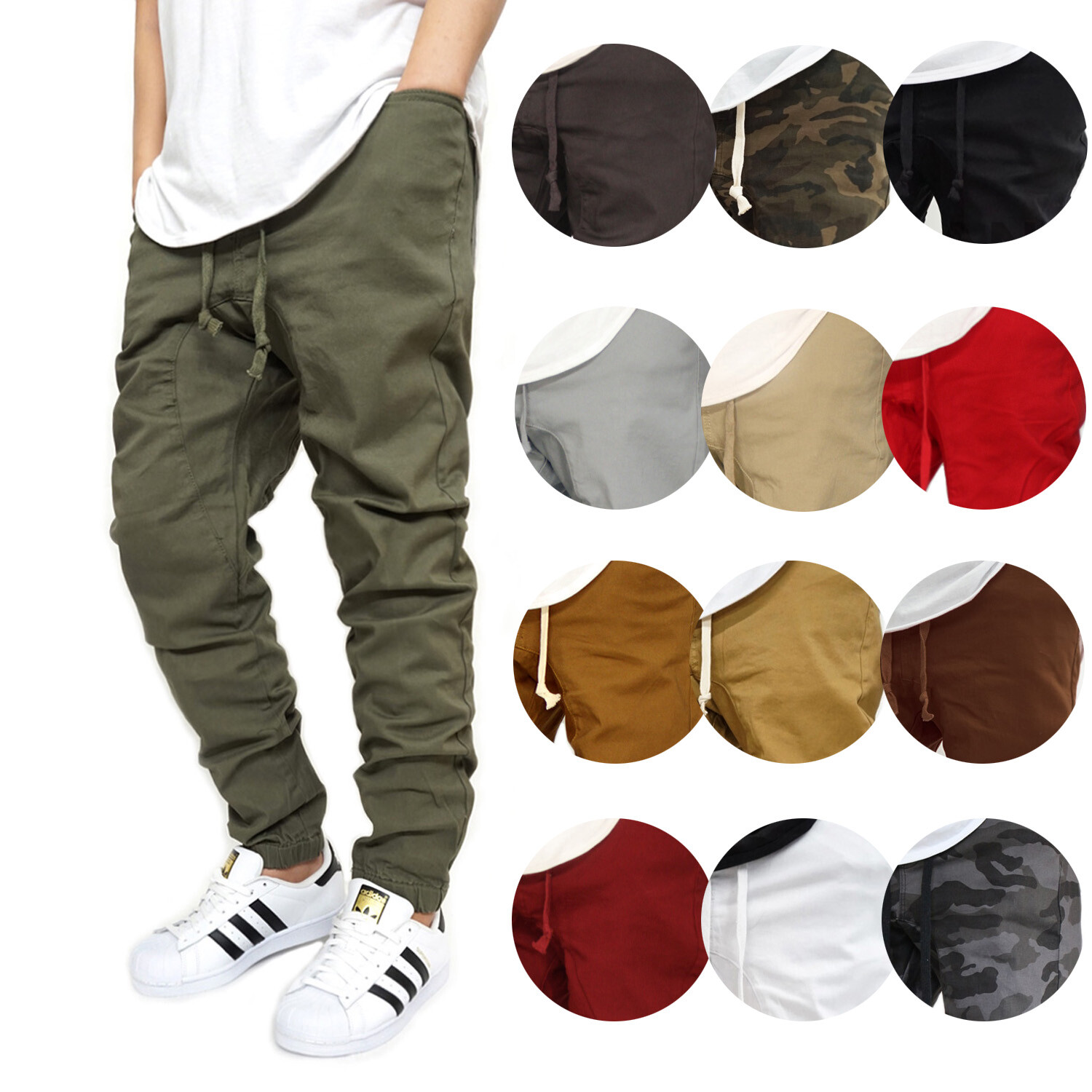 MEN’S TWILL DROP CROTCH JOGGER PANTS S-5XL VICTORIOUS 14 COLORS *FREE SHIPPING