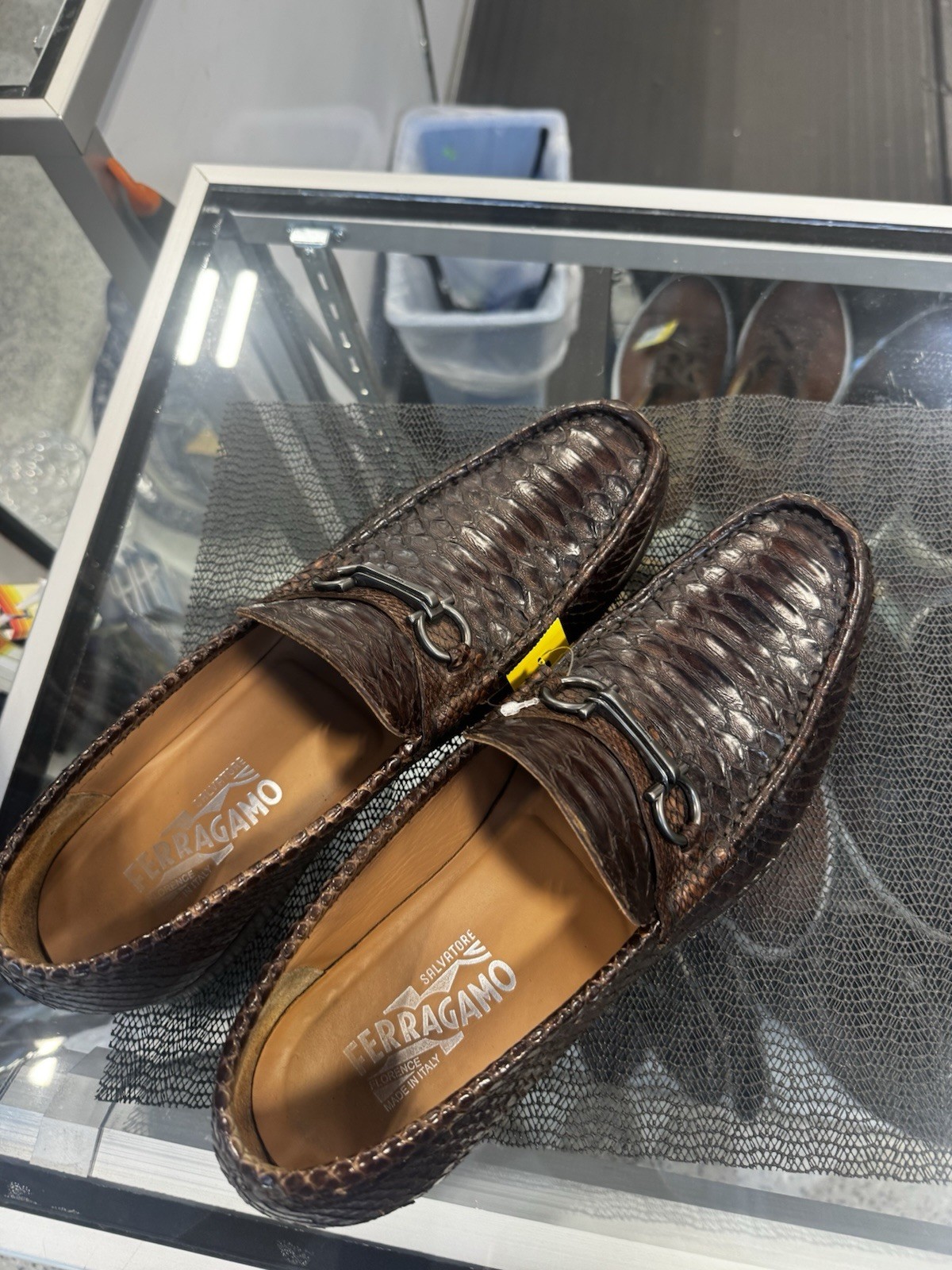 Salvatore Ferragamo Men’s Brown Python Skin Slip-On Dress Loafers 11