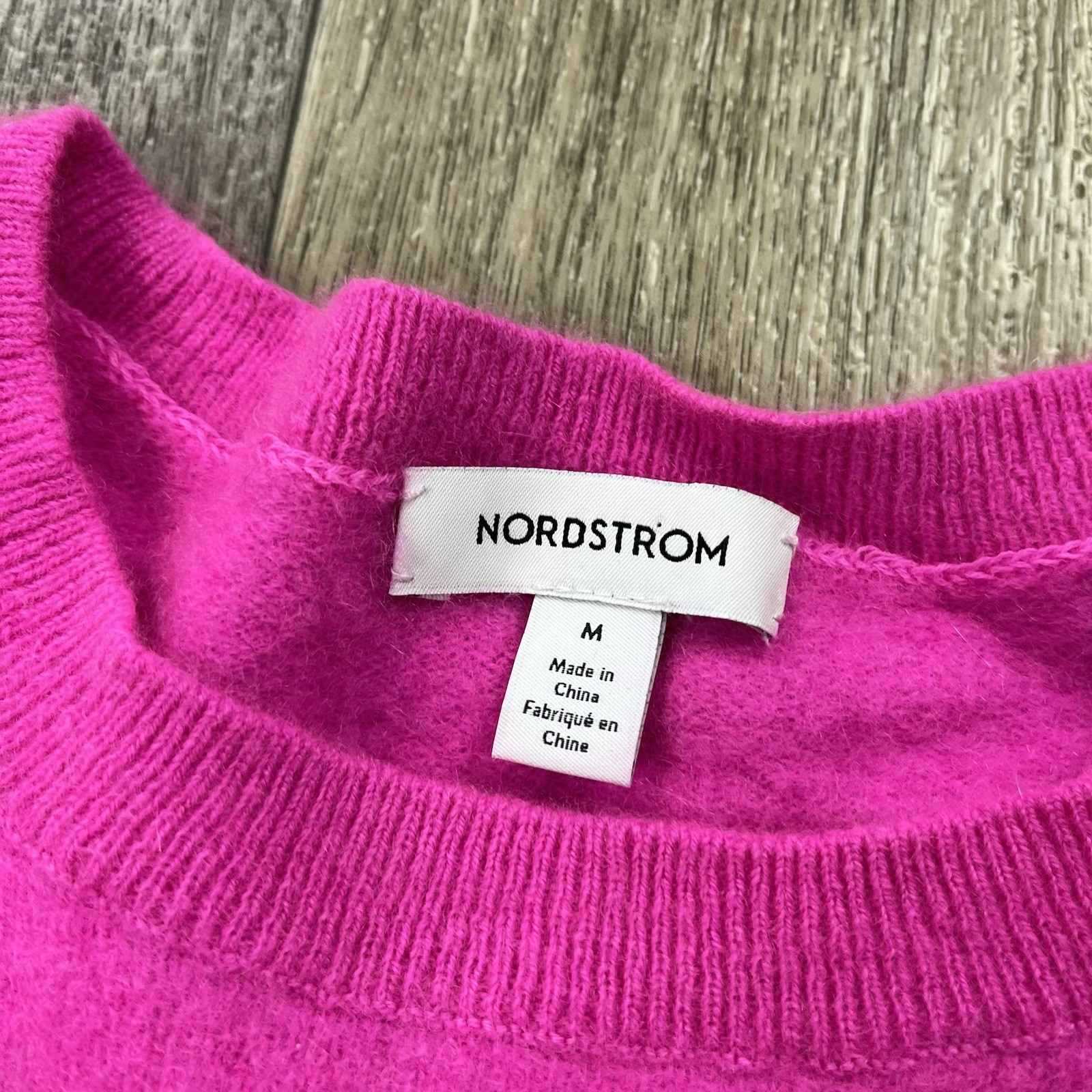 Nordstrom 100% Cashmere Crew Neck Sweater Fuchsia Hot Pink Women’s Size M