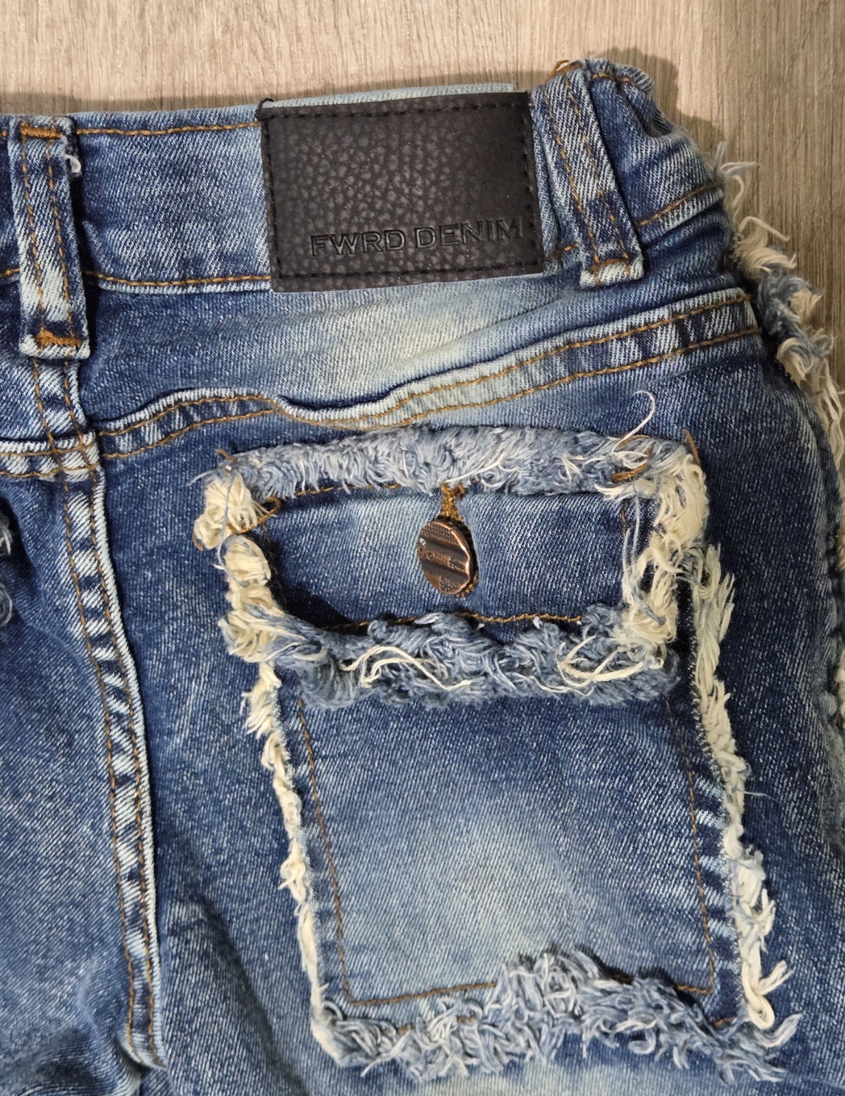 FWRD DENIM Girls Stacked Distressed Jeans Blue Size 5 98% Cotton 2% Elastane