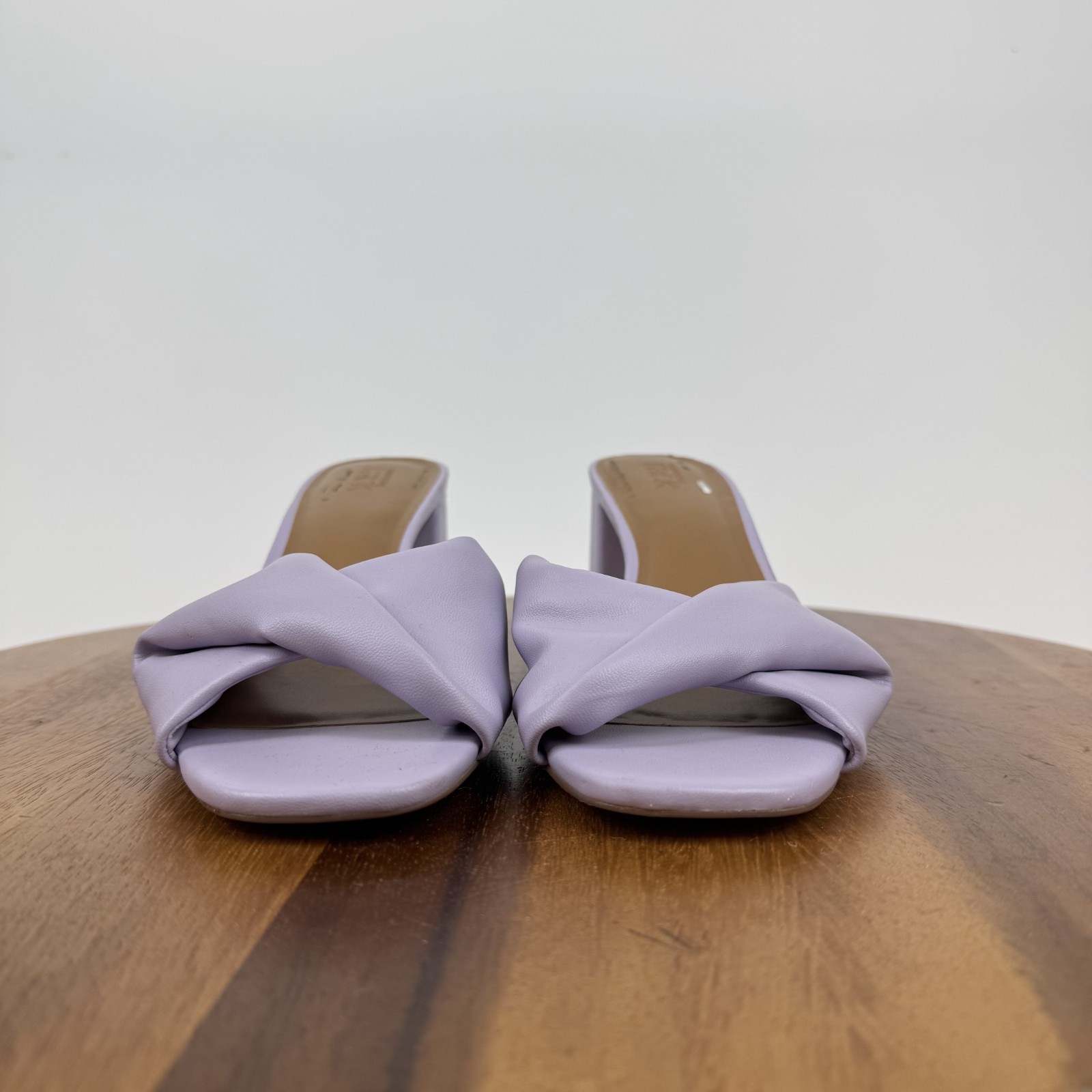 Womens Nordstrom Rack Loredo Lilac Faux Leather Heeled Slide Sandals Size 8 M
