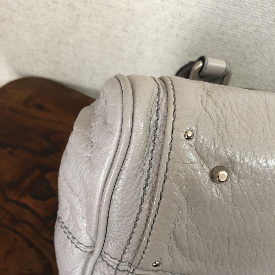 Chloe Paddington White Leather Satchel Bag w/Padlock Rare Vintage Auth