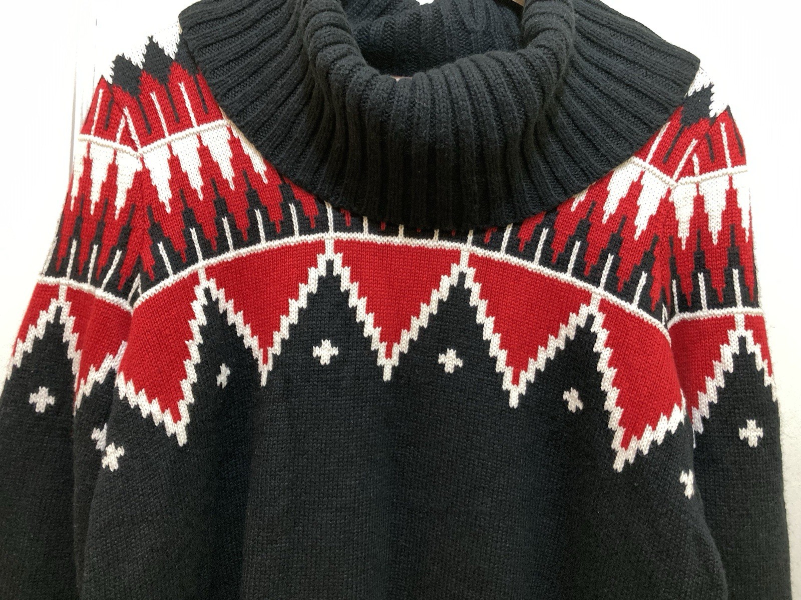 Ralph Lauren Women Cowl Neck Sweater 1X Nordic Fair Isle Wool Blend Southwestern