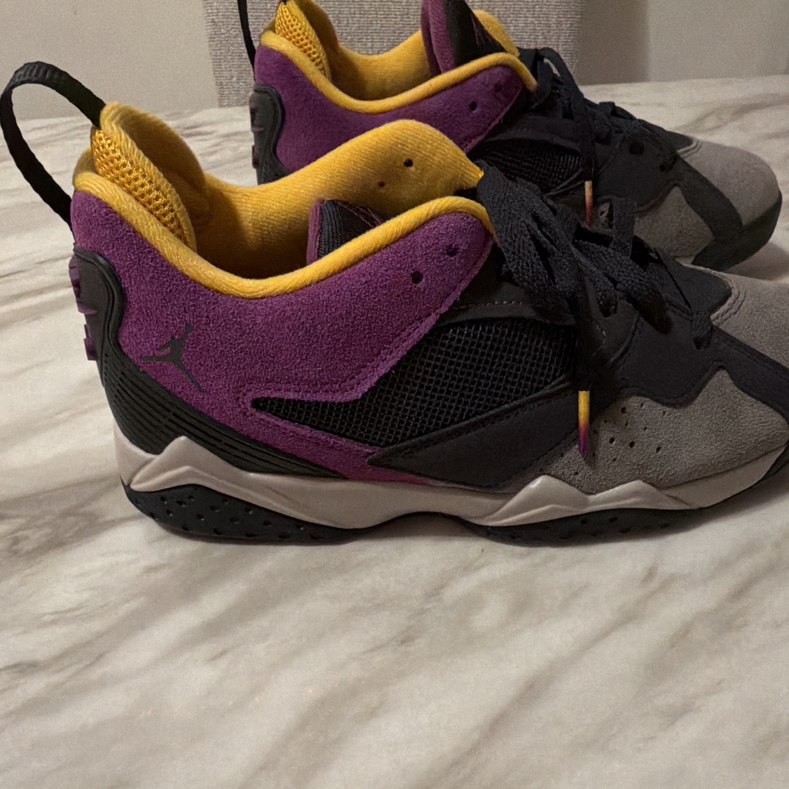 Nike Jordan MVP 92 Kids Low Top Sneakers US 10 Black Purple Yellow Gray