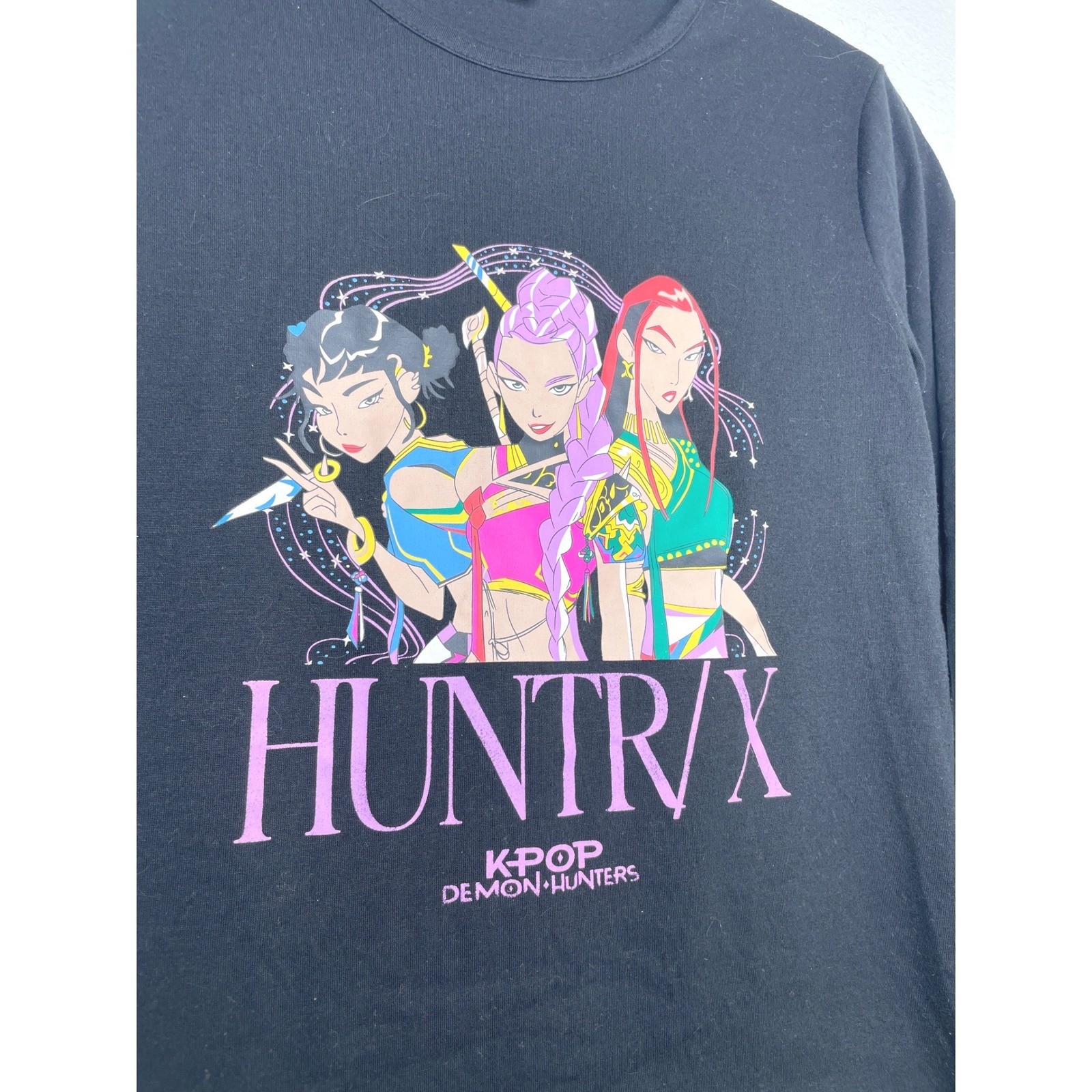 Kids Shirt K-Pop Demon Hunters Huntr/x Graphic Tee Size 11/12 Black