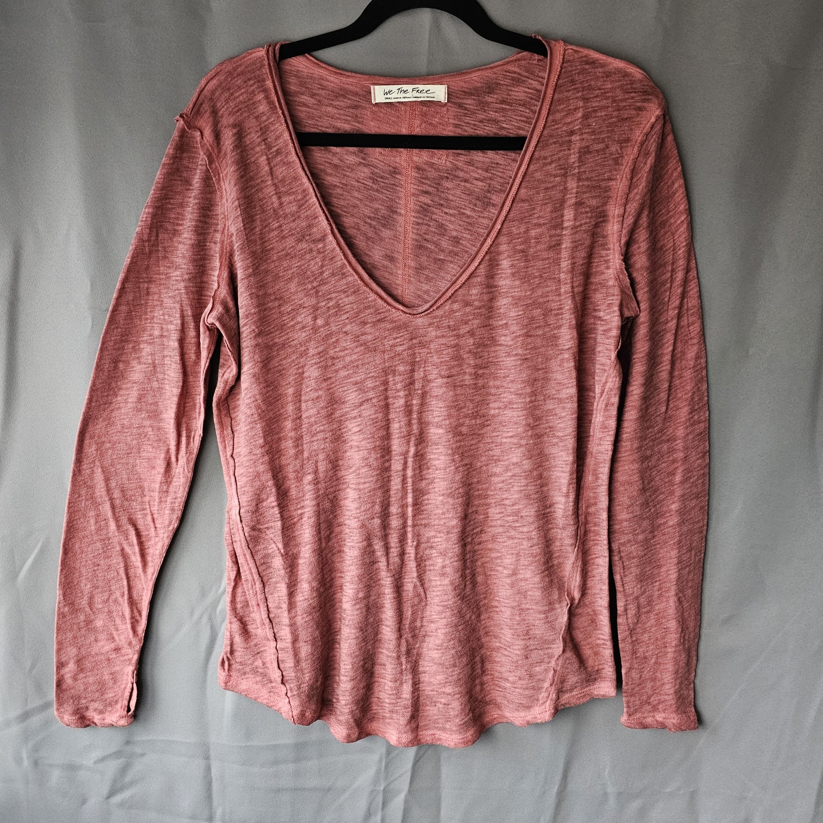 We The Free Free People Oversized Slub Knit V Neck Top Small Fits UK10-14