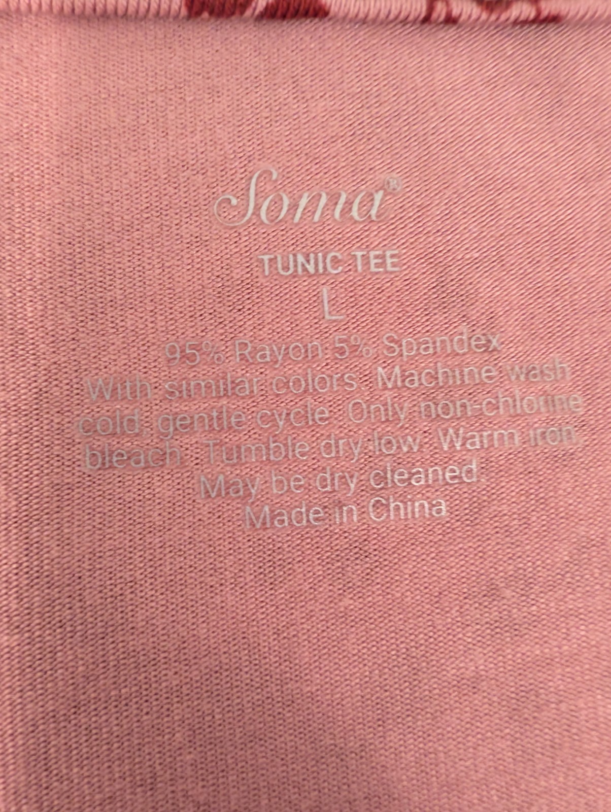 Soma Tunic Tee L Burgundy Pink Floral Asymmetrical 3/4 Sleeve Stretch NWT Soft