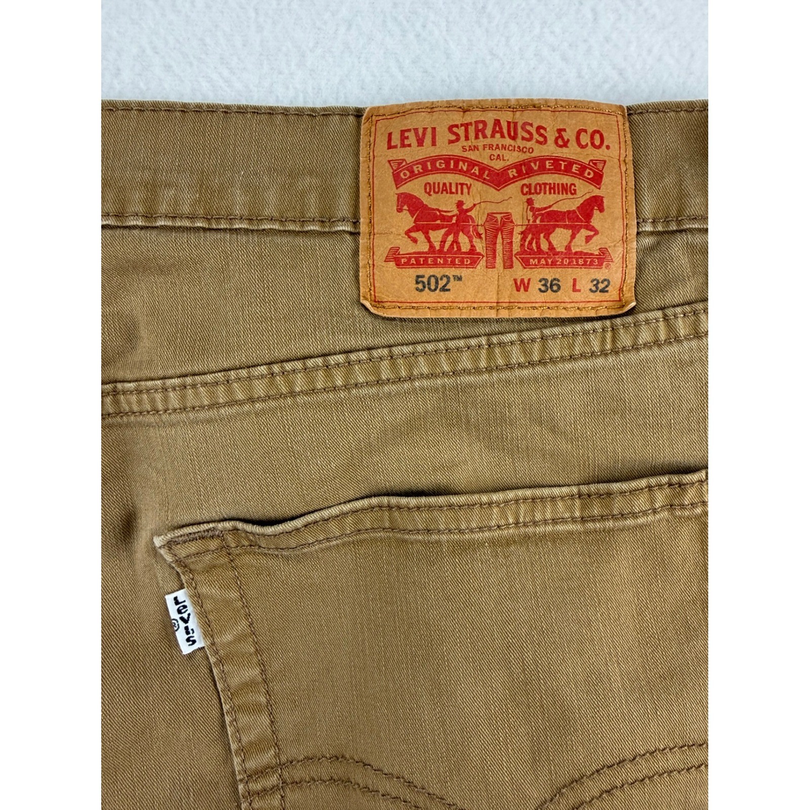 Levi’s 502 Regular Taper Pants Mens 36×32 Brownish Tan Twill Chino Jeans