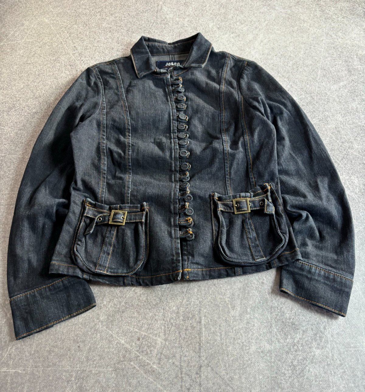00s Gothic Napoleon Style Military Cotton Cropped Jacket Double Breasted Button
