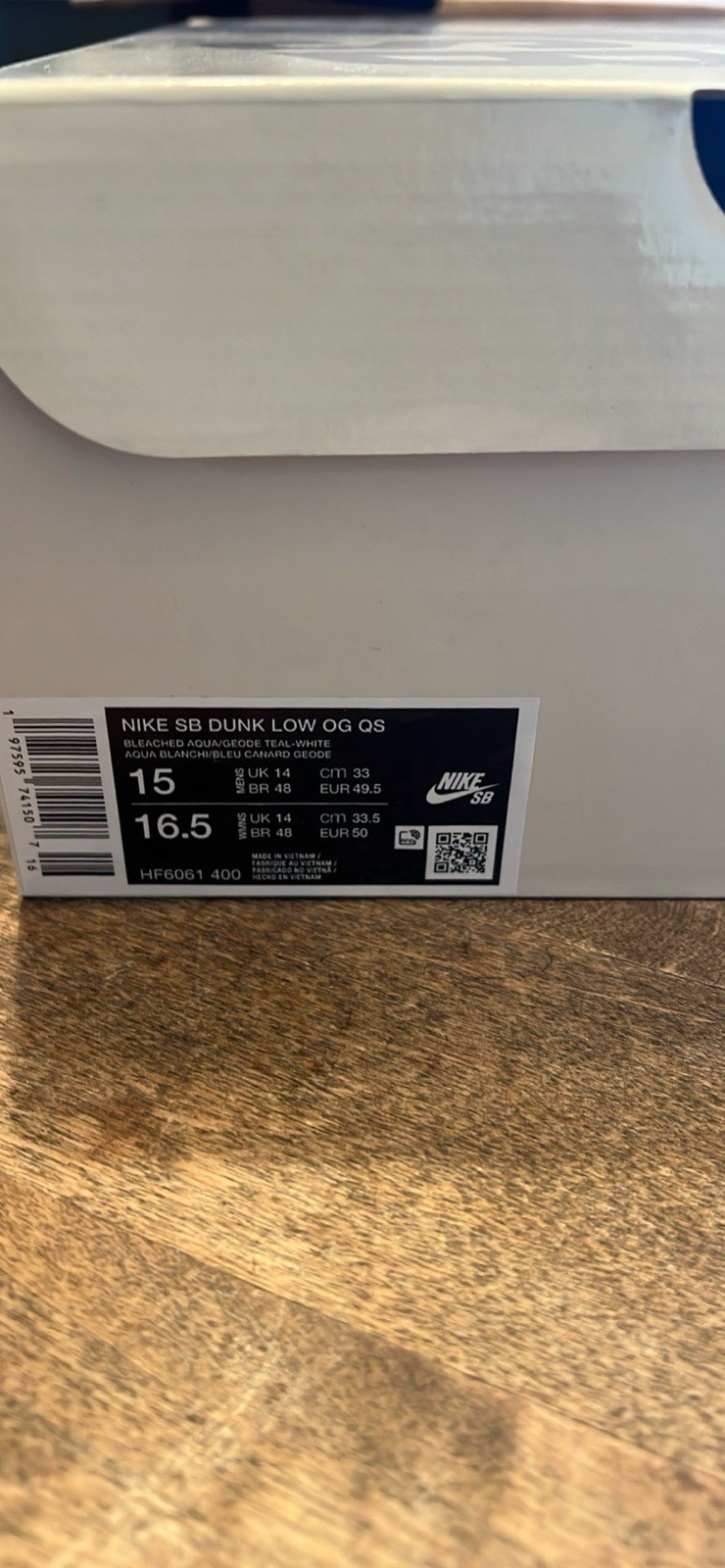 Size 15 – Futura Laboratories x Nike Dunk SB Low Bleached Aqua