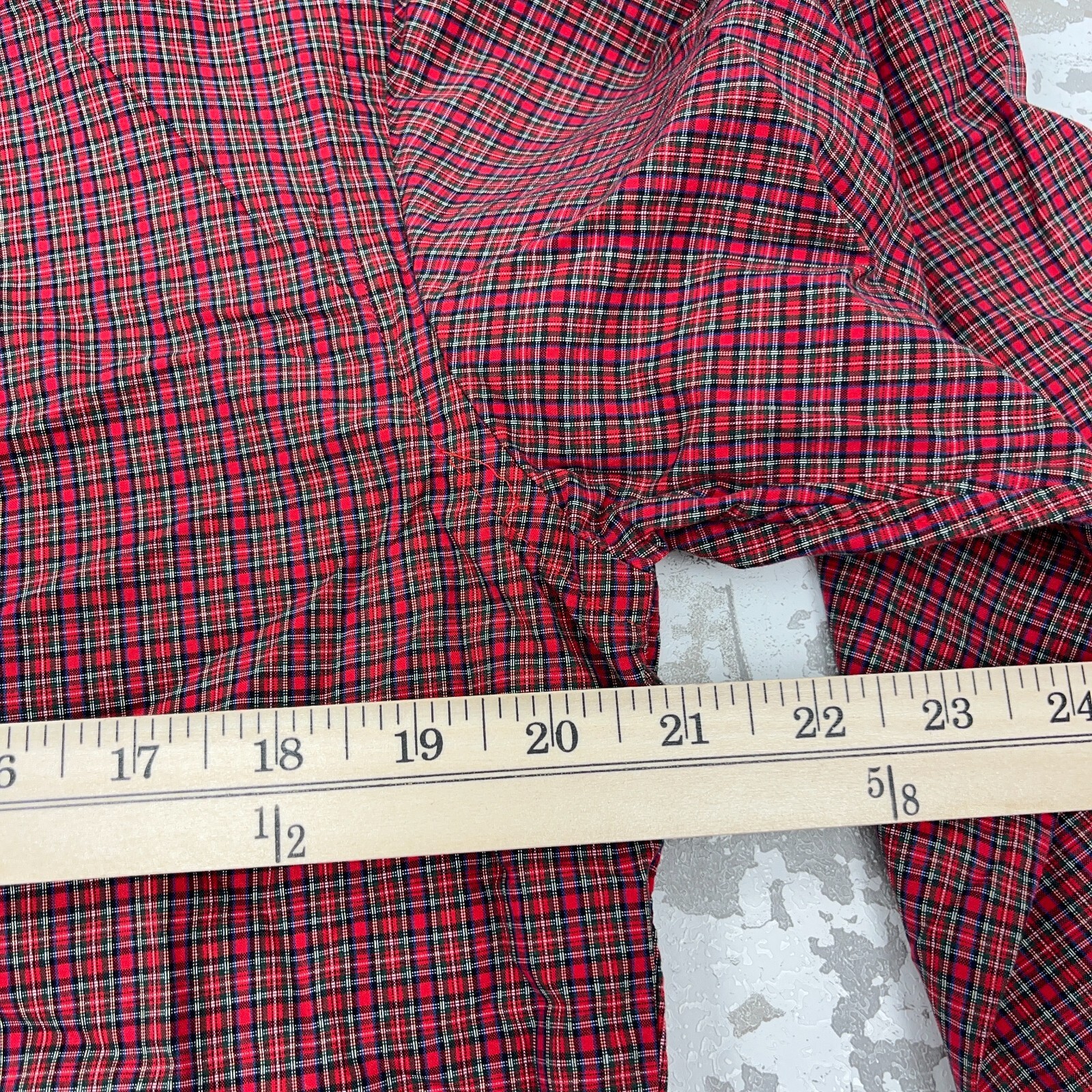 Ralph Lauren Shirt Men 15.5 34 Red Blue Button Up Custom Fit Plaid Dress Poplin