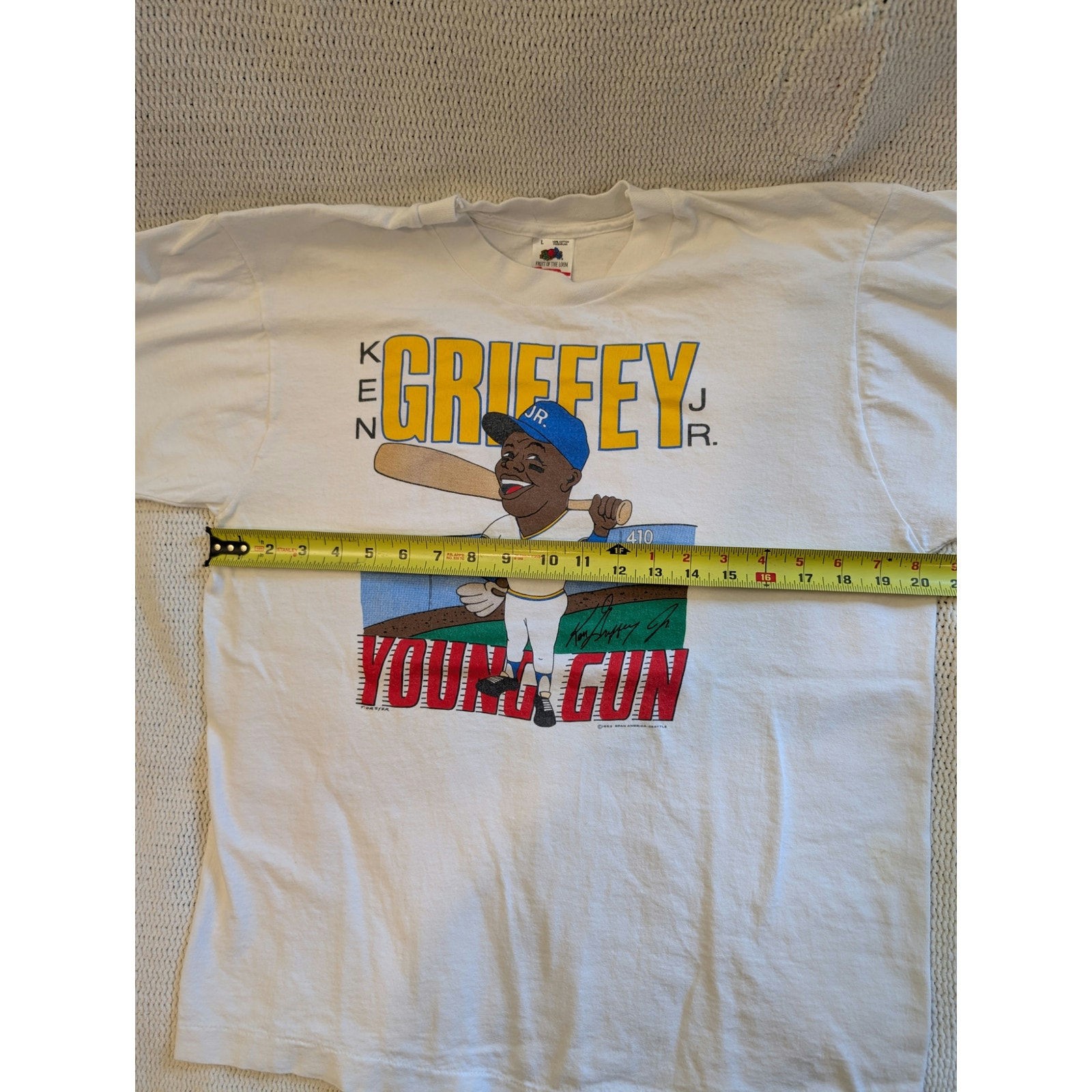 Vintage Ken Griffey Jr. Young Gun Baseball Cartoon 1989 T Shirt M/L