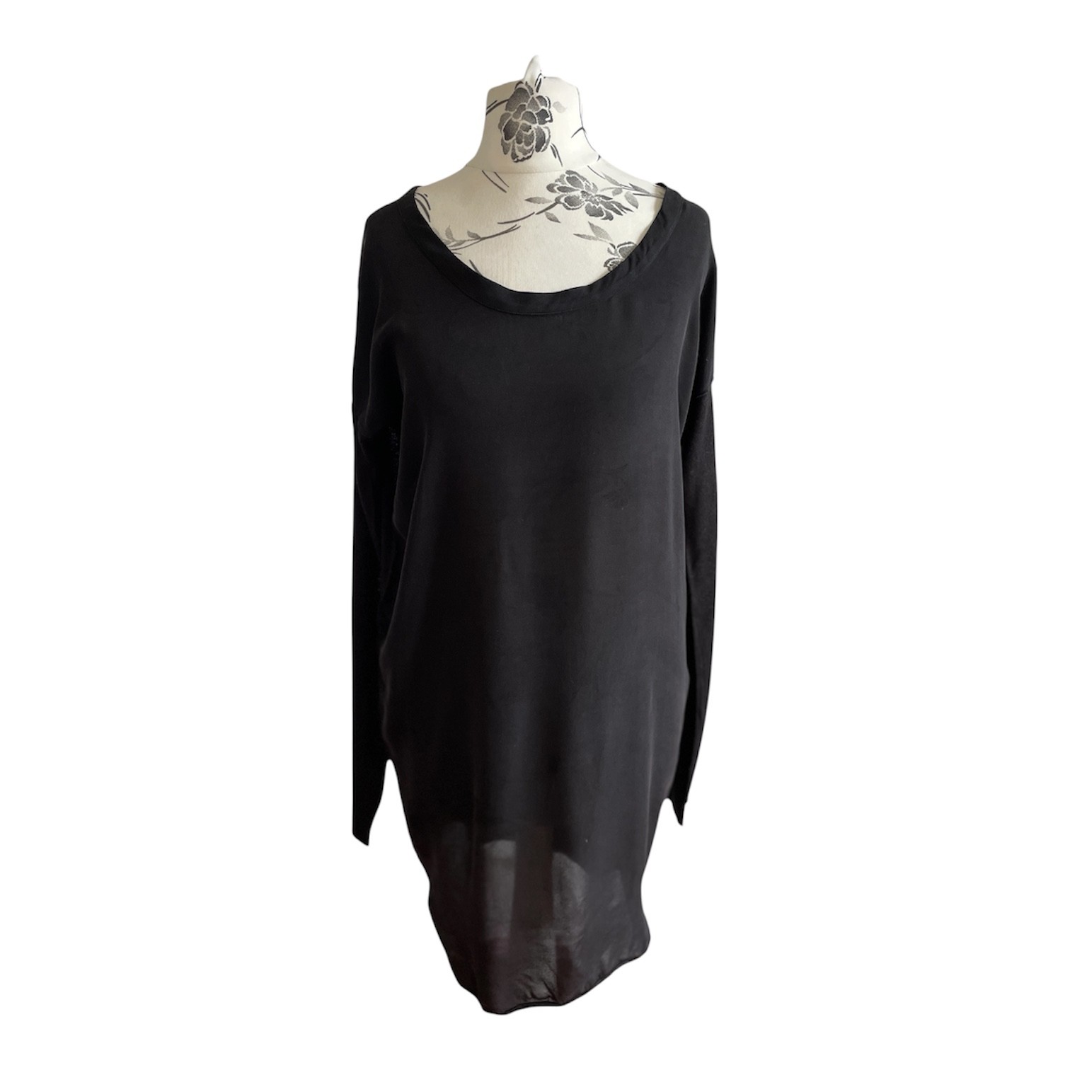 Authentic Stella McCartney Black Silk Blend Tunic Dress Size IT 42 Made in Italy