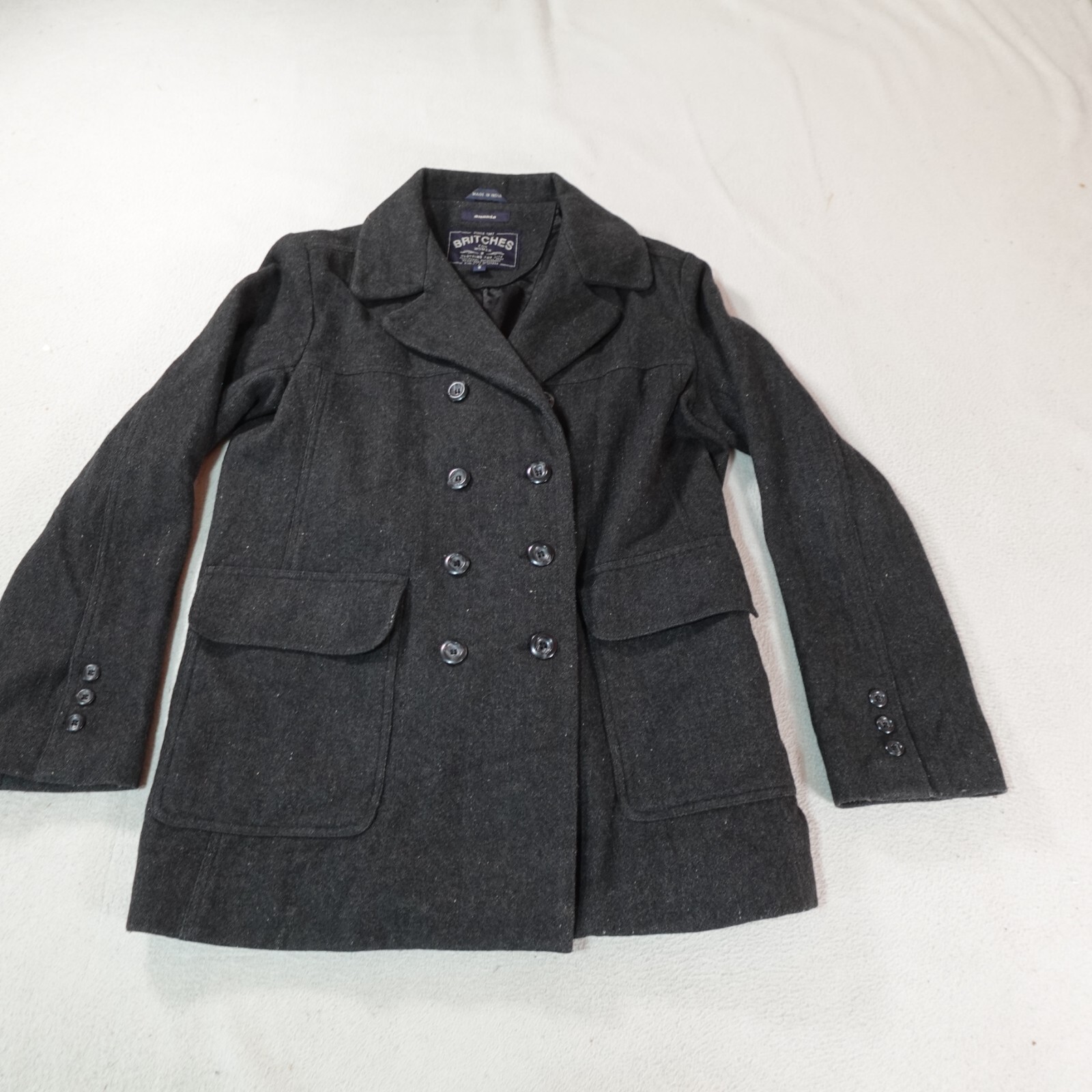 Britches Peacoat Womens 6 Gray Amanda Double Breasted Wool Old Money Outdoor