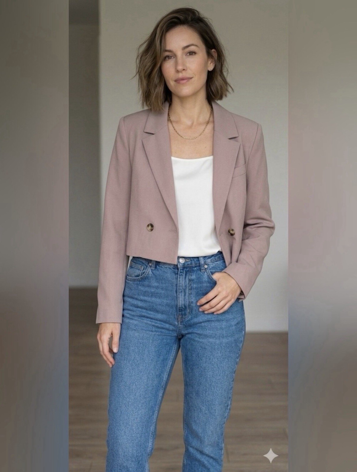 7 For All Mankind Los Angeles Pink Cropped Lined Blazer Jacket | Size M