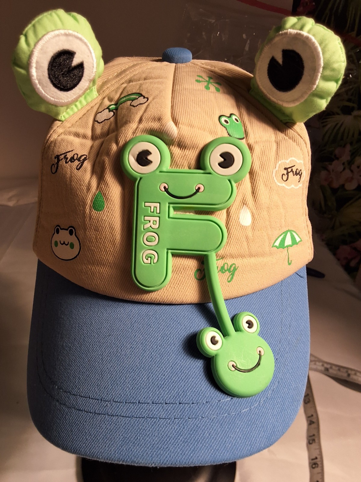 SLOVIC Youth 3D Frog Baseball Cap 1 Size Adjustable Sun Hat Unisex Blue & Khaki