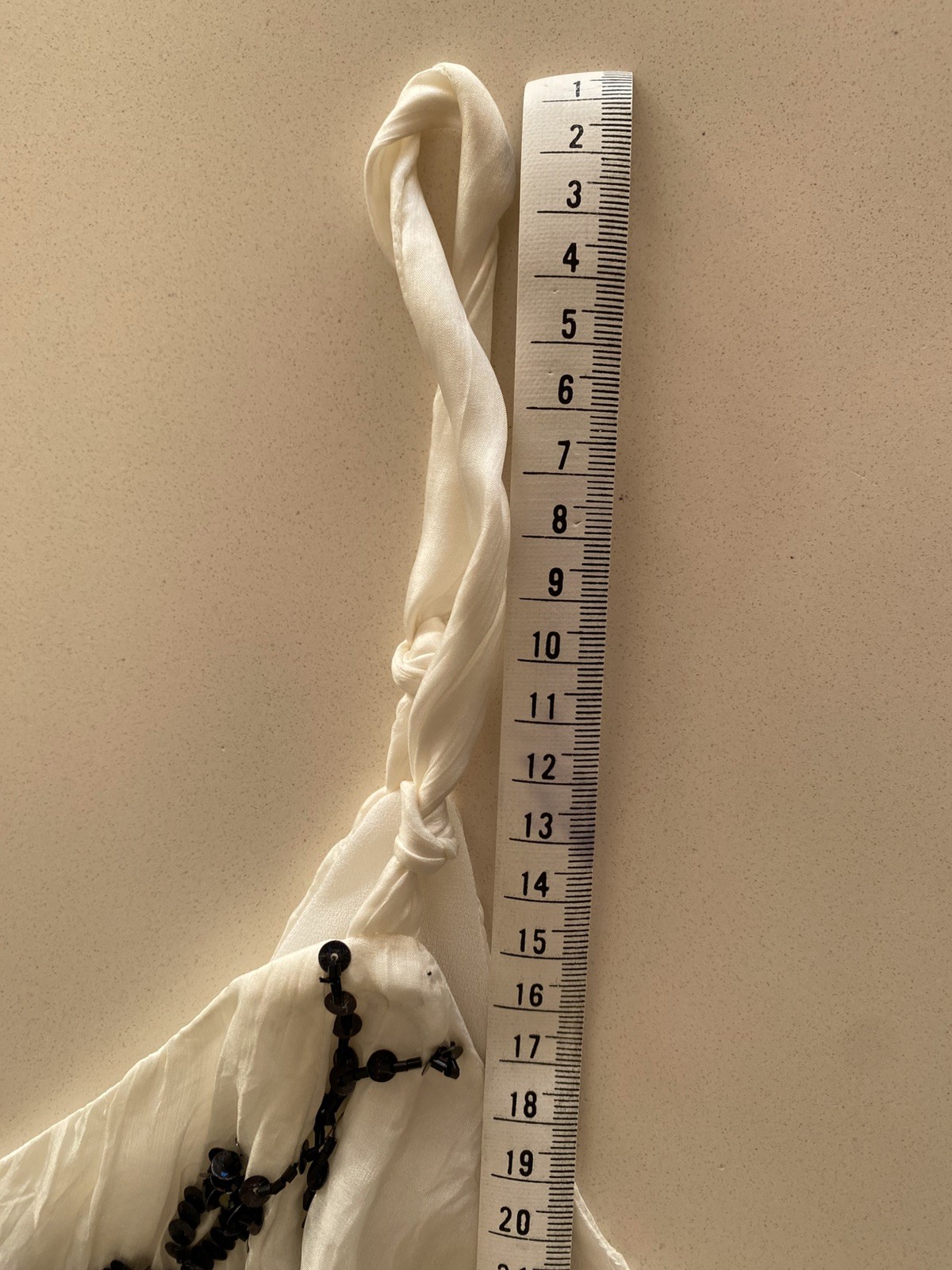 MAX & DG Italy White Silk cami top Black sequin Spaghetti Petite 160/84A NWOT
