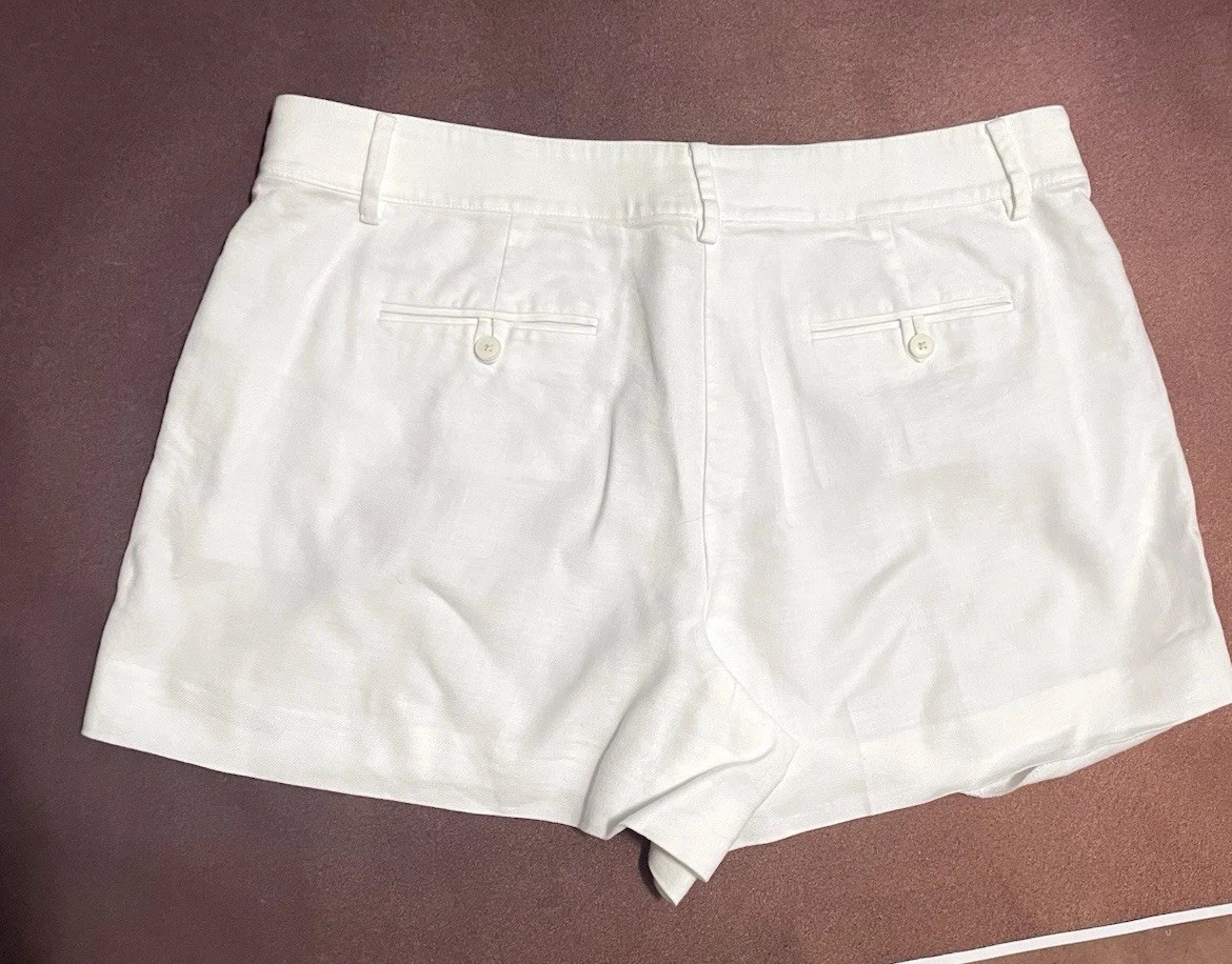 J. Crew 4” Harbor Linen Blend White Shorts Size 16 Summer Casual Travel Beach