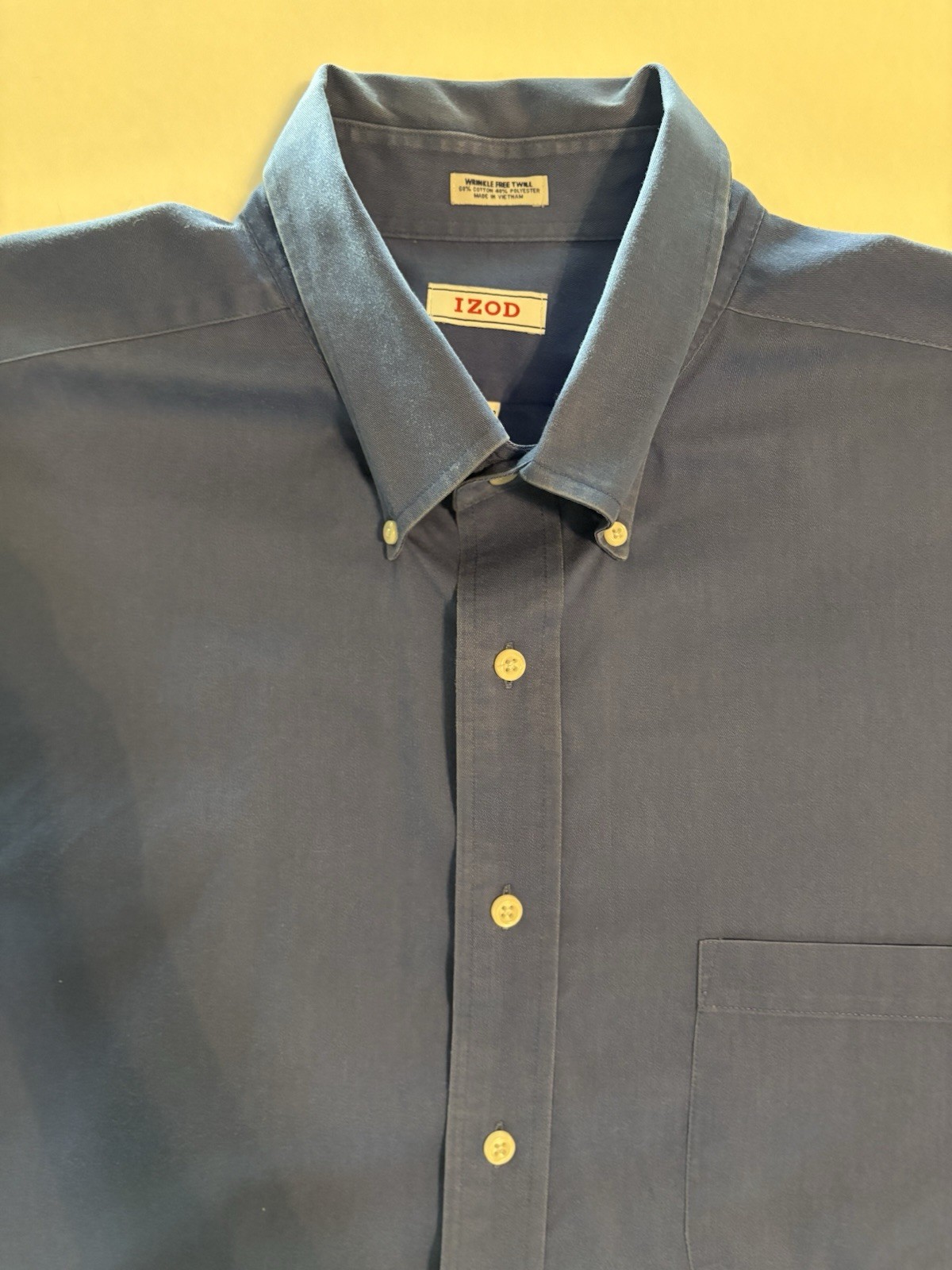 IZOD Wrinkle Resistant Twill Solid Blue Dress Shirt Button-Down 17.5 34/35