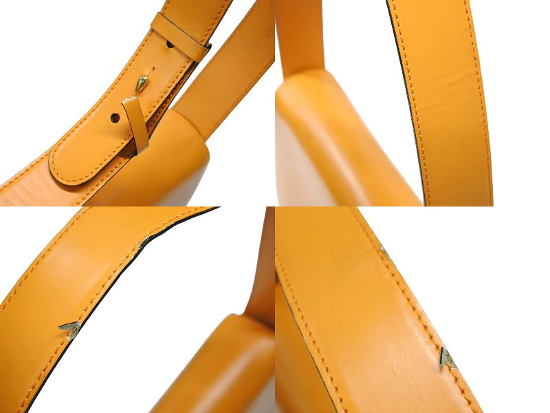 CELINE Shoulder Bag Handbag MC96 Made in Italy Leather Orange Gold Hardware