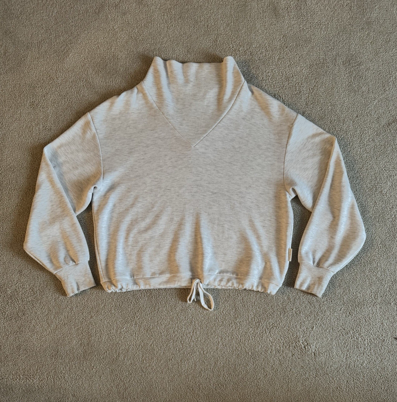 Varley Women’s Betsy Sweat Ivory Marl Size Small Doublesoft Mock Neck