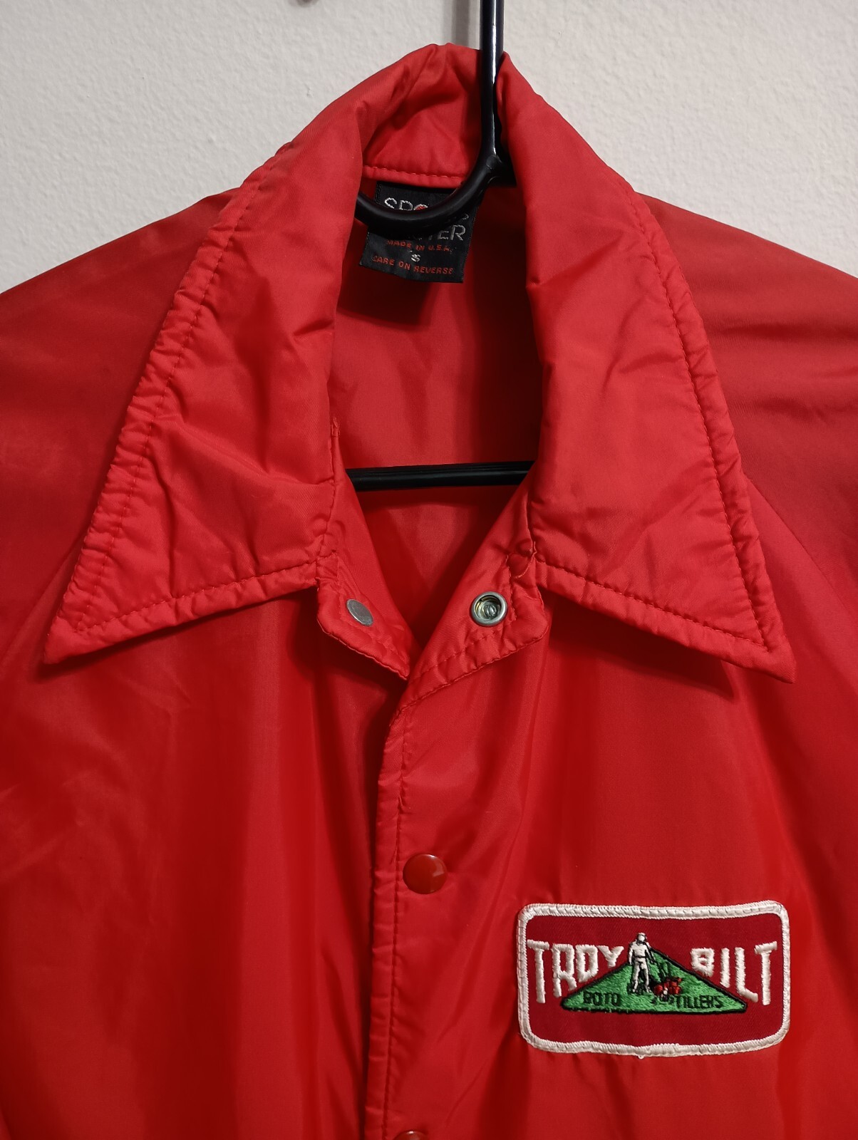 Sports Master Troy Bilt Mens Red Lightweight Snap Up Windbreaker Size Small
