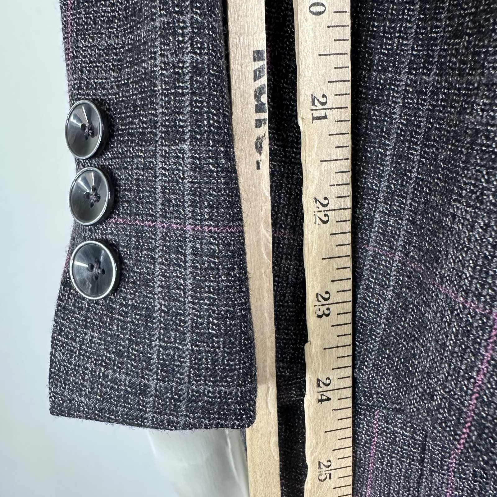 Tiglio Rosso Suit Mens 42R Gray Windowpane 1 Button Wool Super 150 34×28 3 Piece