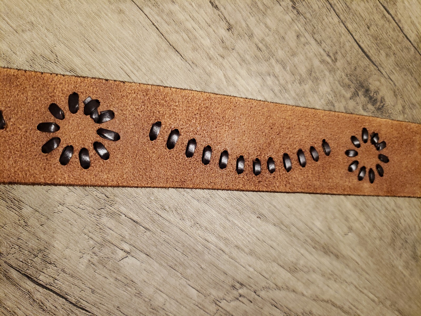 Mossimo Supply Co Genuine Leather Belt 2-Tone Brown Tooled Braided Women30/75cm.