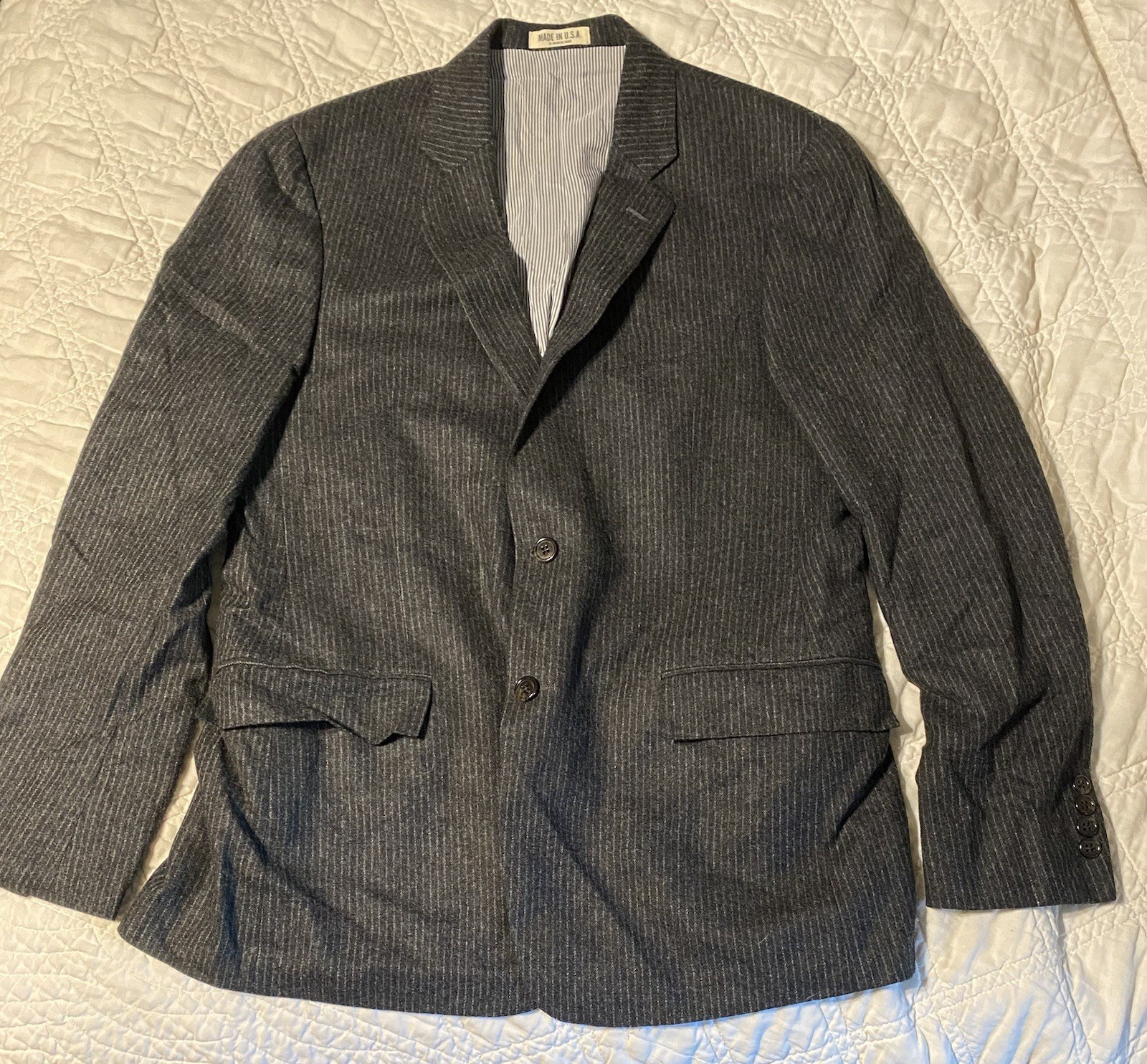 Todd Snyder Blazer Lamb Wool Men’s Sz 40r Black White Striped Mayfair Fit Usa