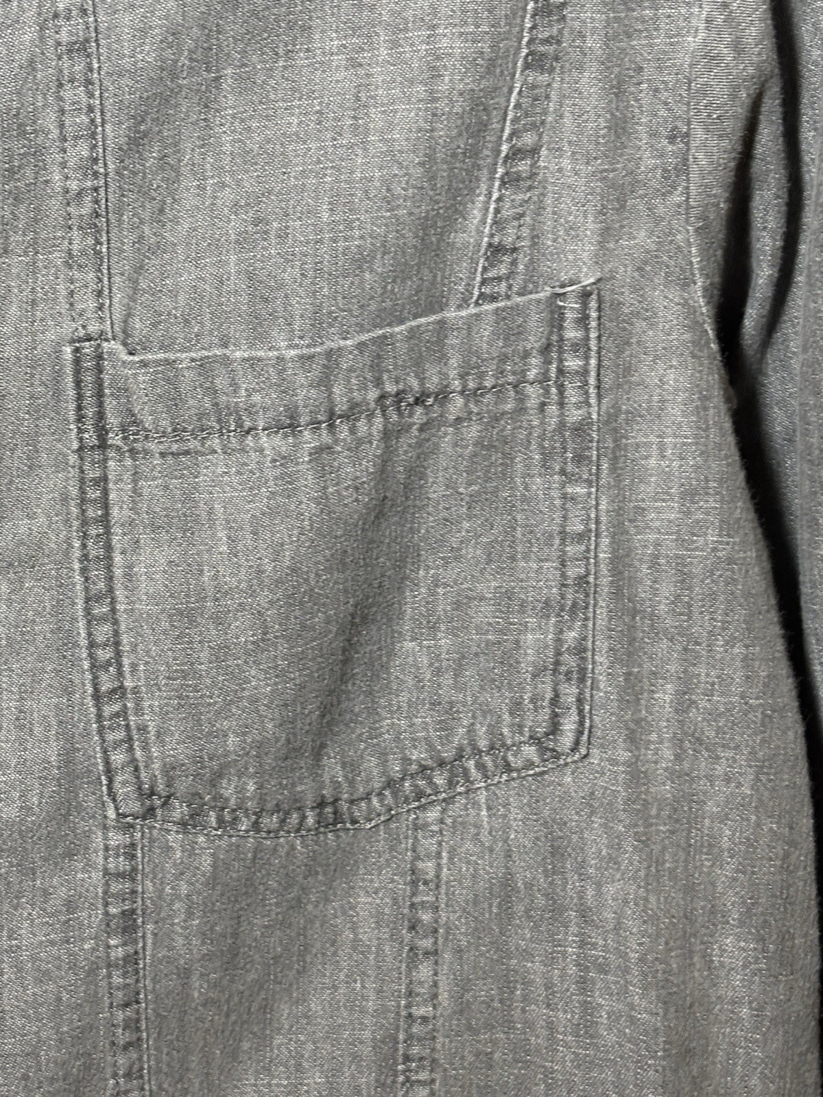 Gray Denim Lace Jacket With Scalloped Lace On Bottom Of Sleeves. Size M