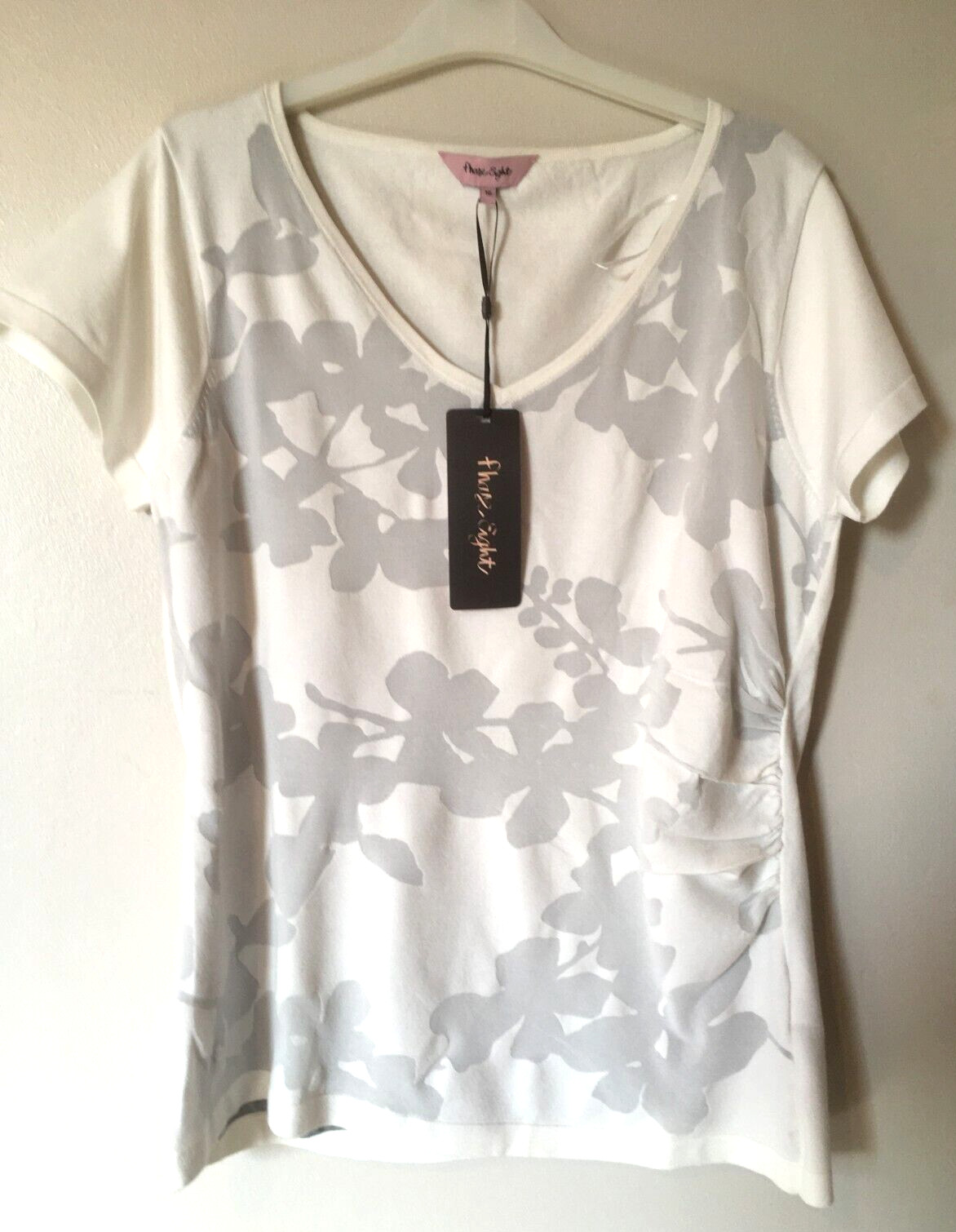 Phase Eight Burnout Top V Neck Leticia Knit Floral Size 16 Uk BNWT RRP £59 Ivory
