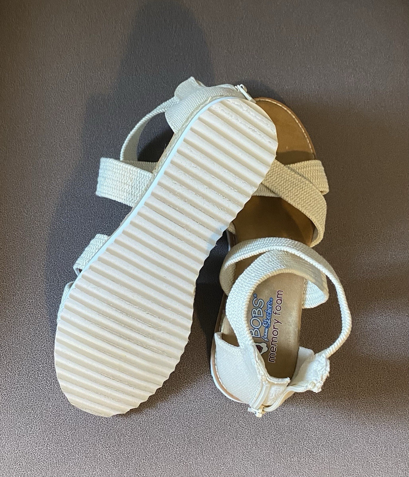 BOBS Desert Kiss Sandals Cream Memory Foam Footbed Women’s Size 7.5
