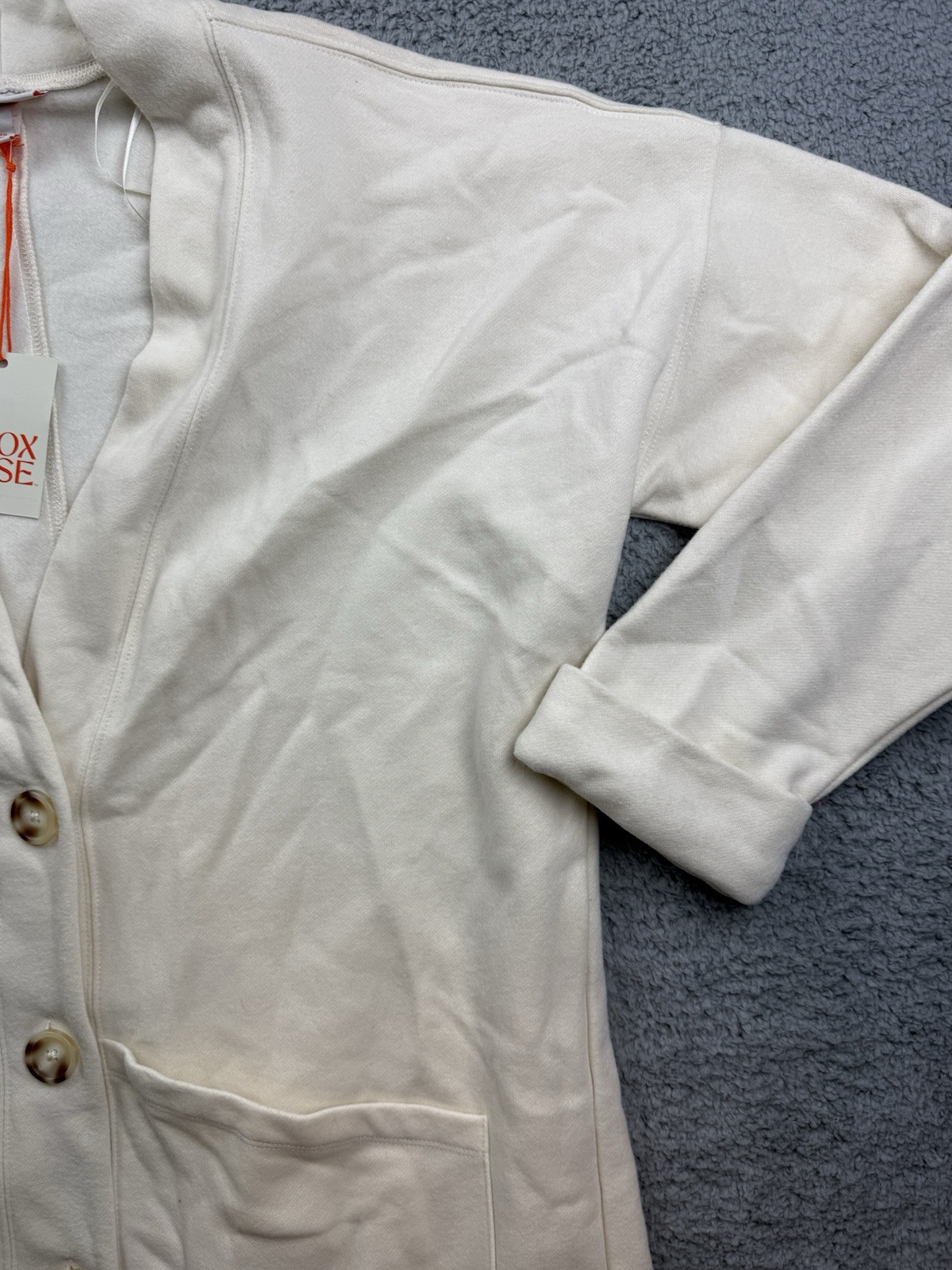 Knox Rose Women’s Size Large Long Sleeve Fleece Jacket White Sand